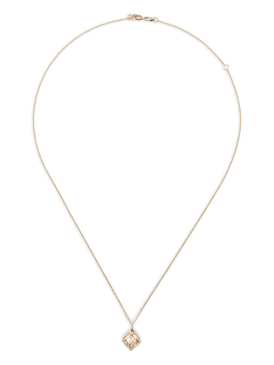 14K yellow gold Box charm necklace