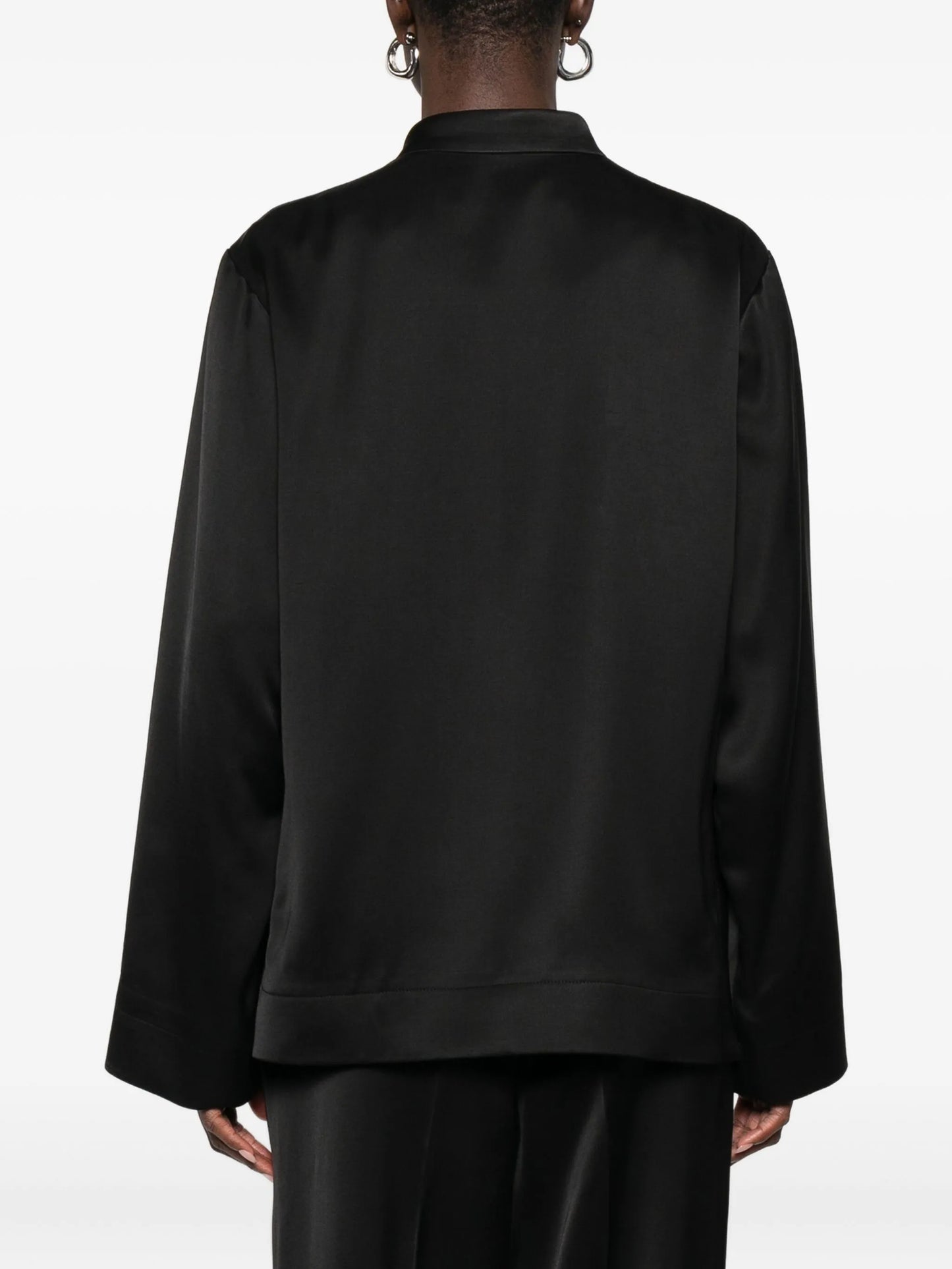 Mandarin-collar satin jacket