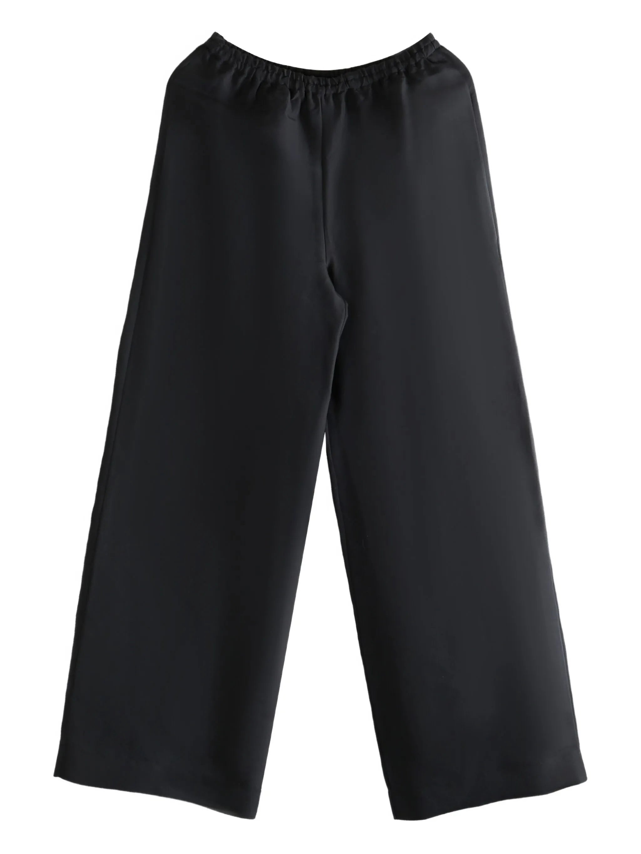 elastic-waist silk trousers