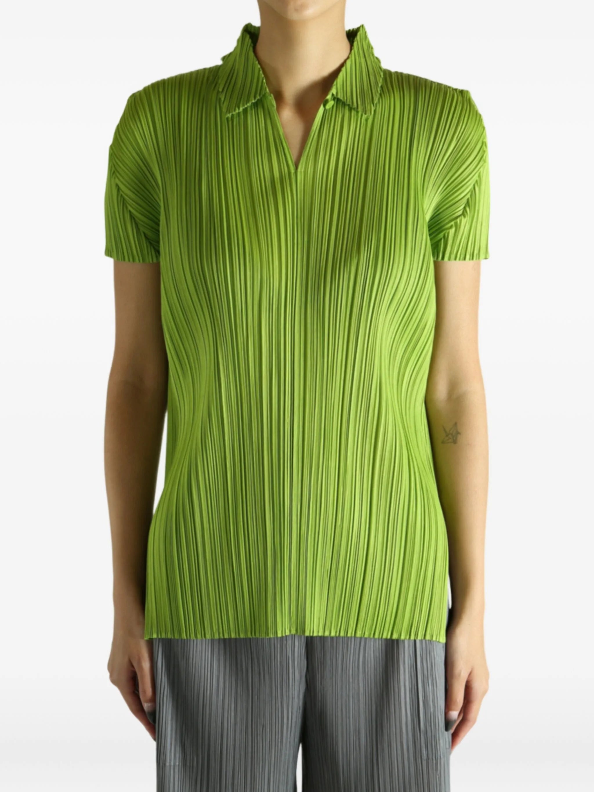 August pleated polo top