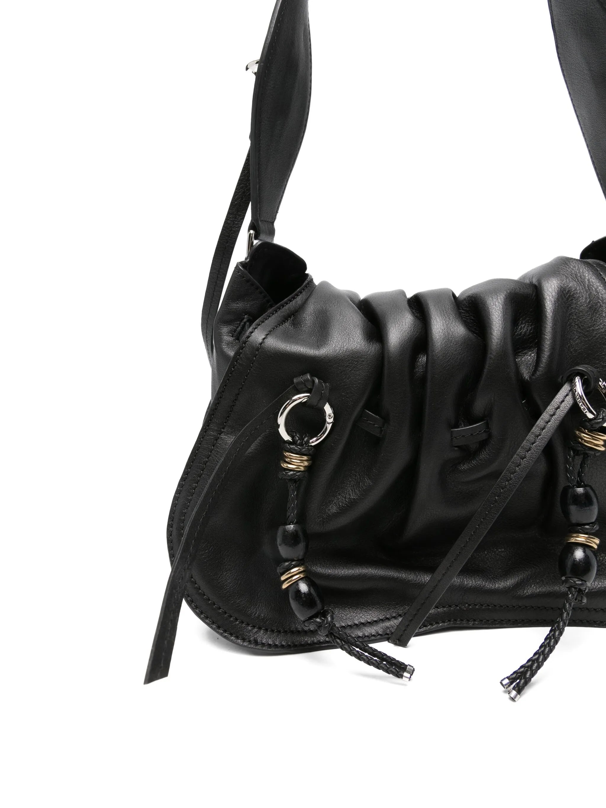 pleated-detail drawstring shoulder bag