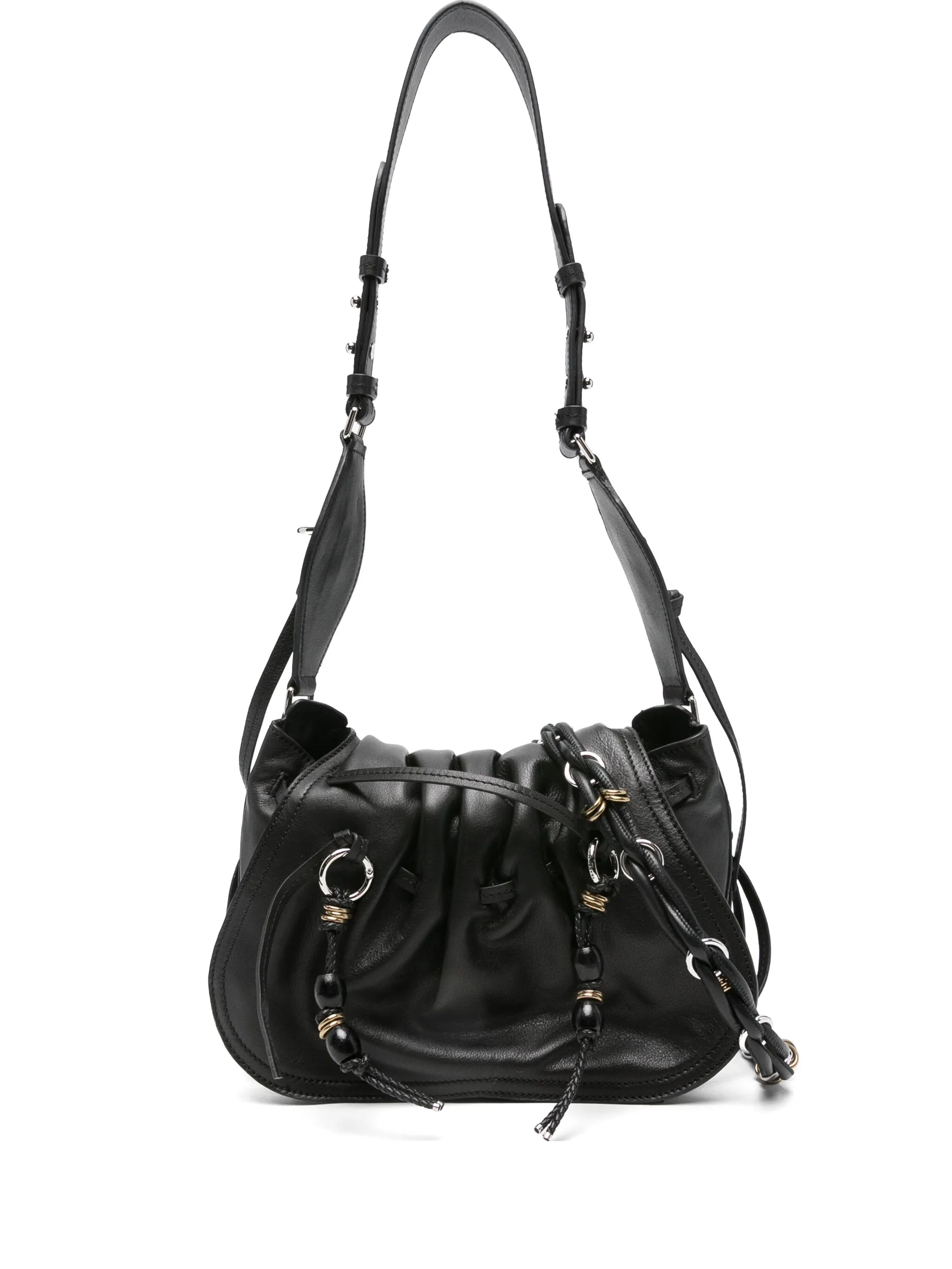 pleated-detail drawstring shoulder bag