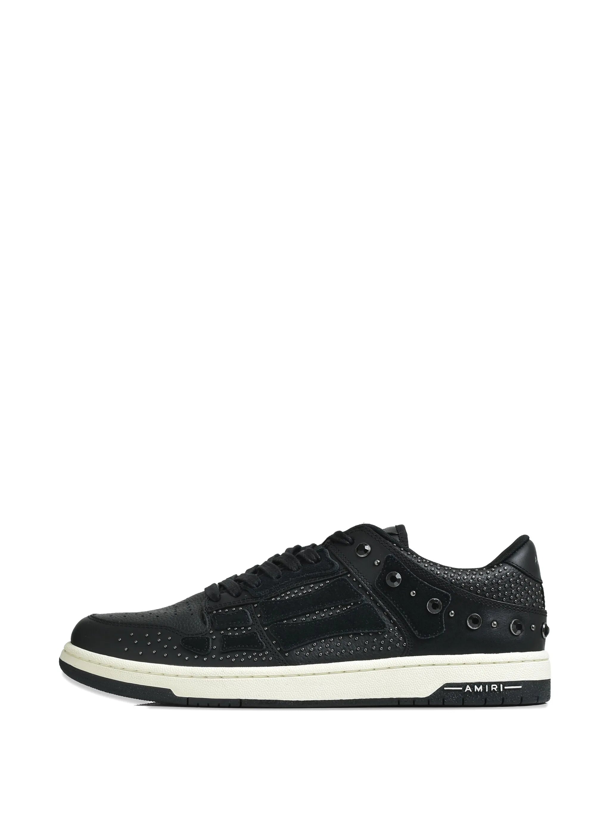 perforated studded lace-up sneakers