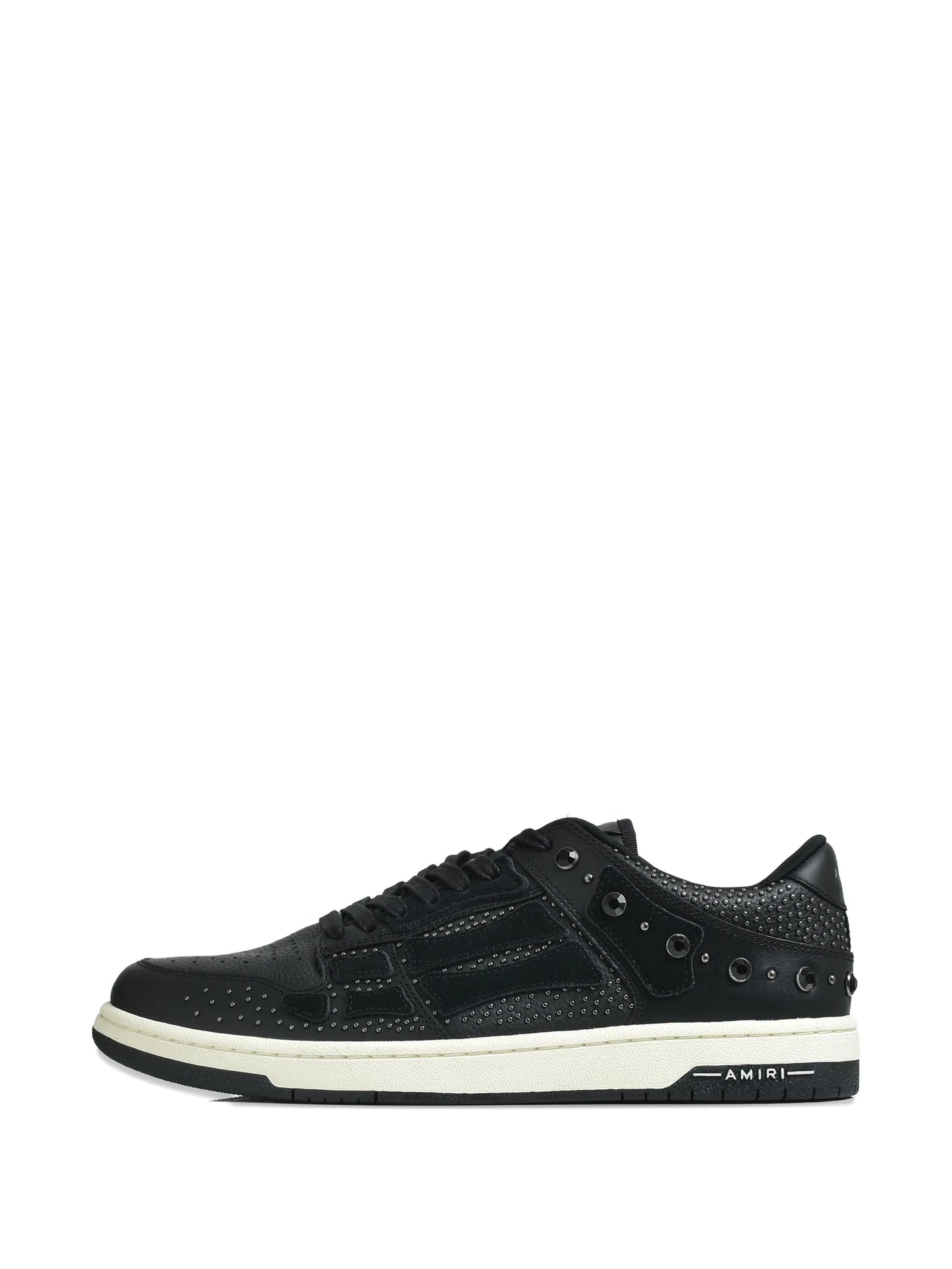 perforated studded lace-up sneakers