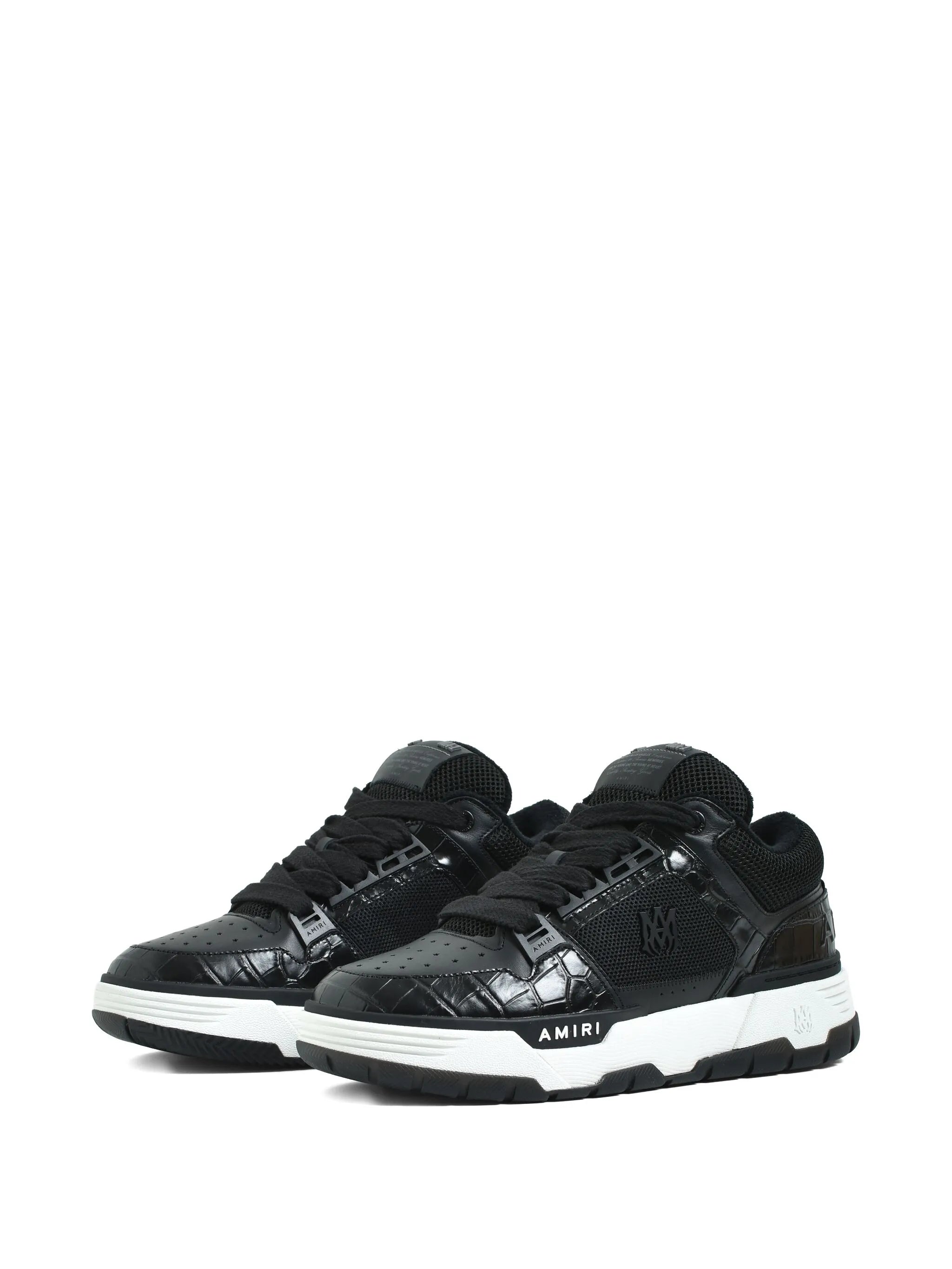 crocodile-effect mesh lace-up sneakers