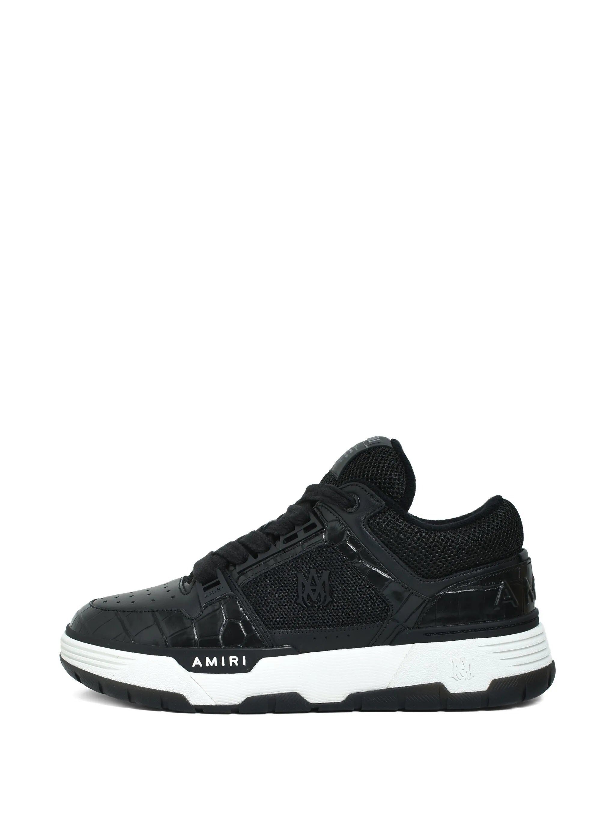 crocodile-effect mesh lace-up sneakers