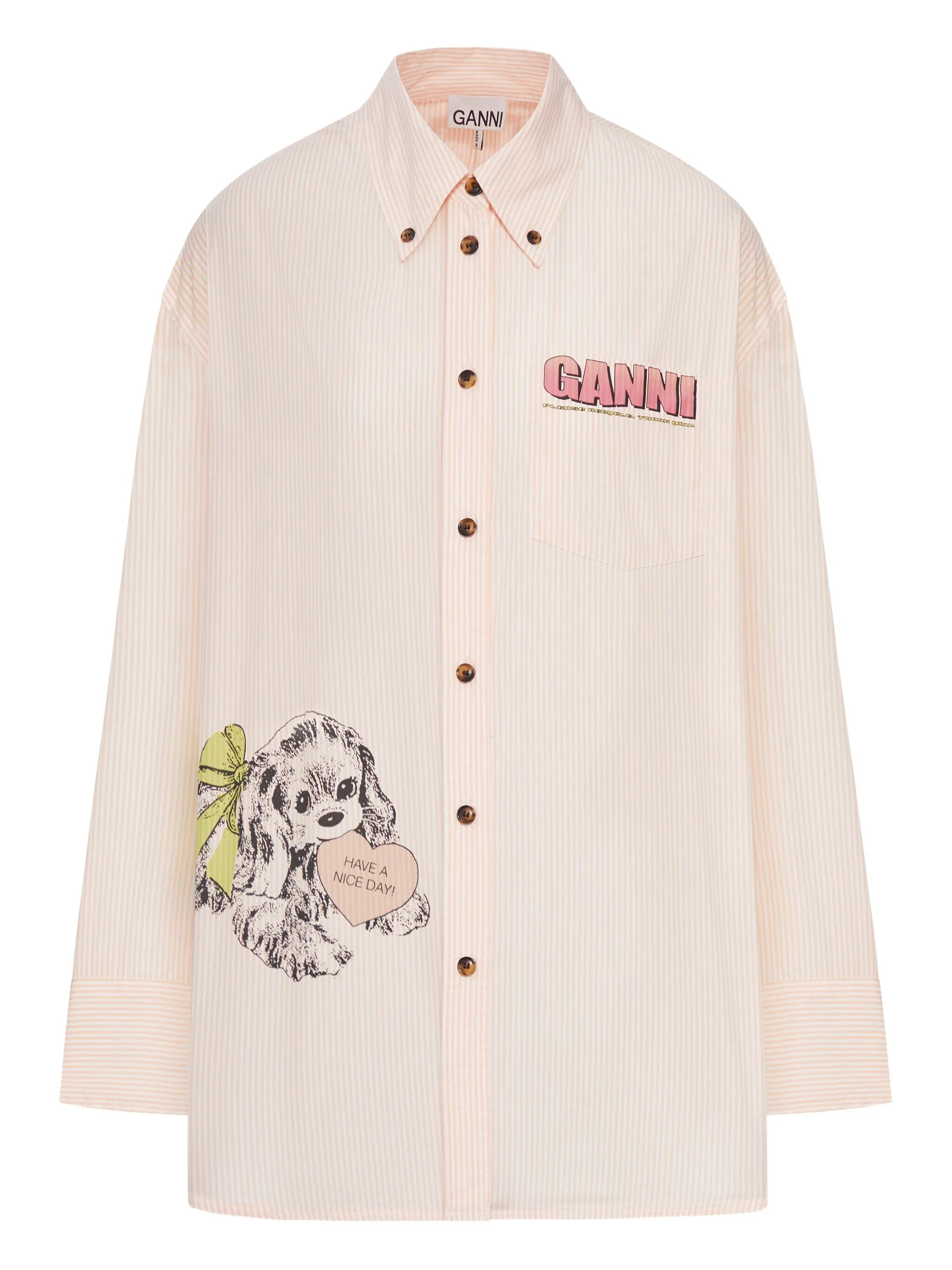 stripe dog-print shirt