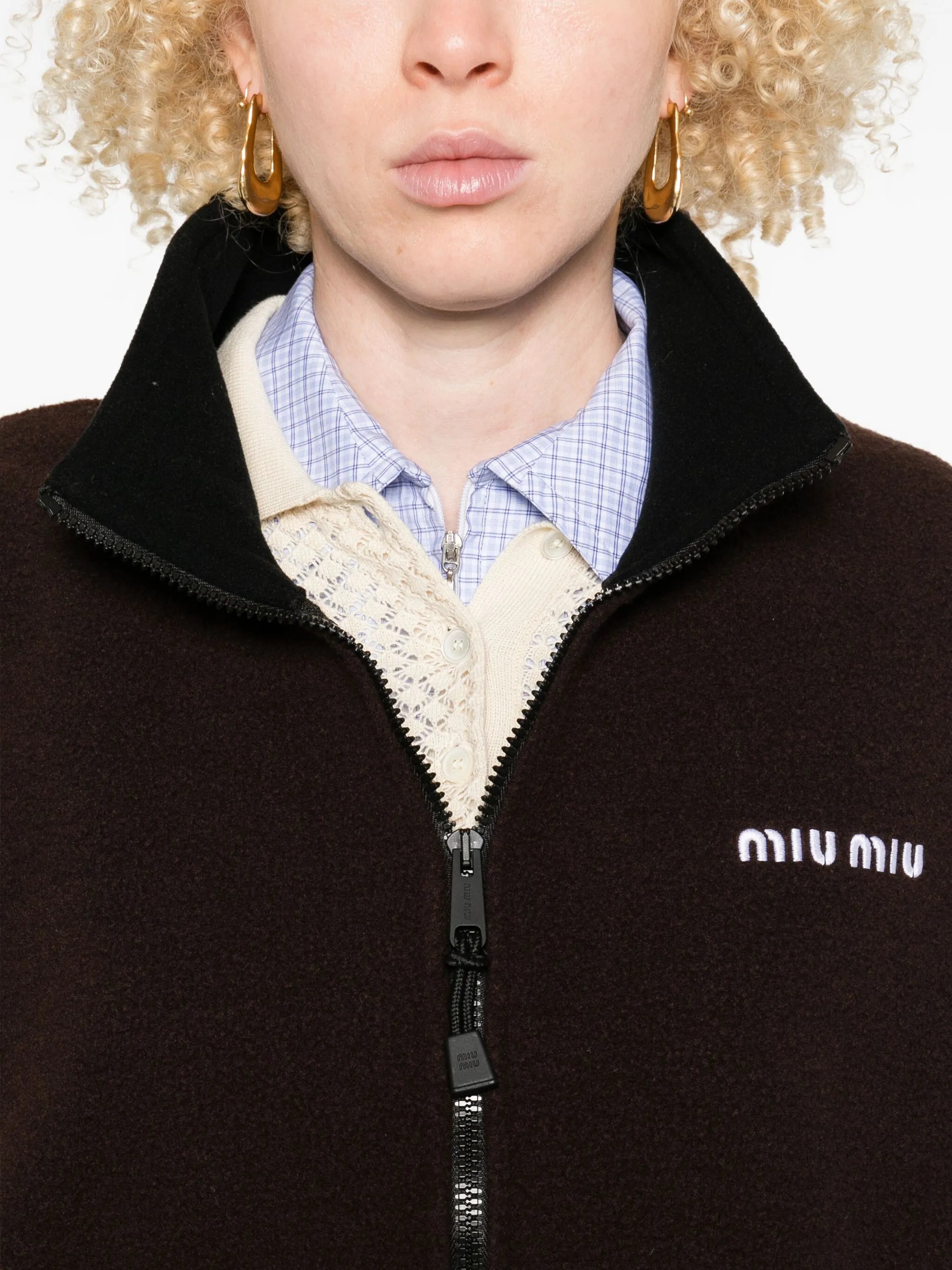 zip-up fleece sweatshirt