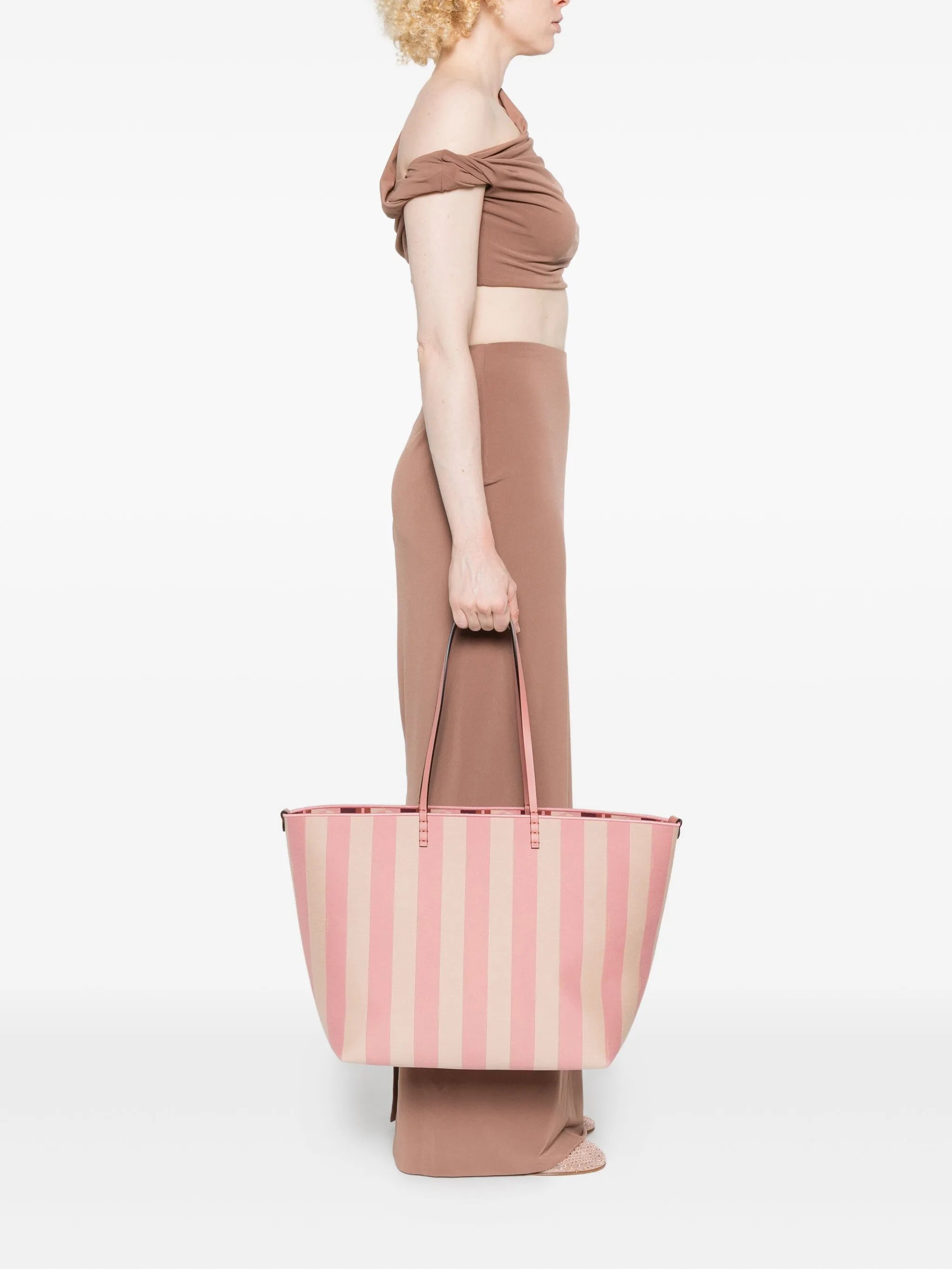 large striped tote bag