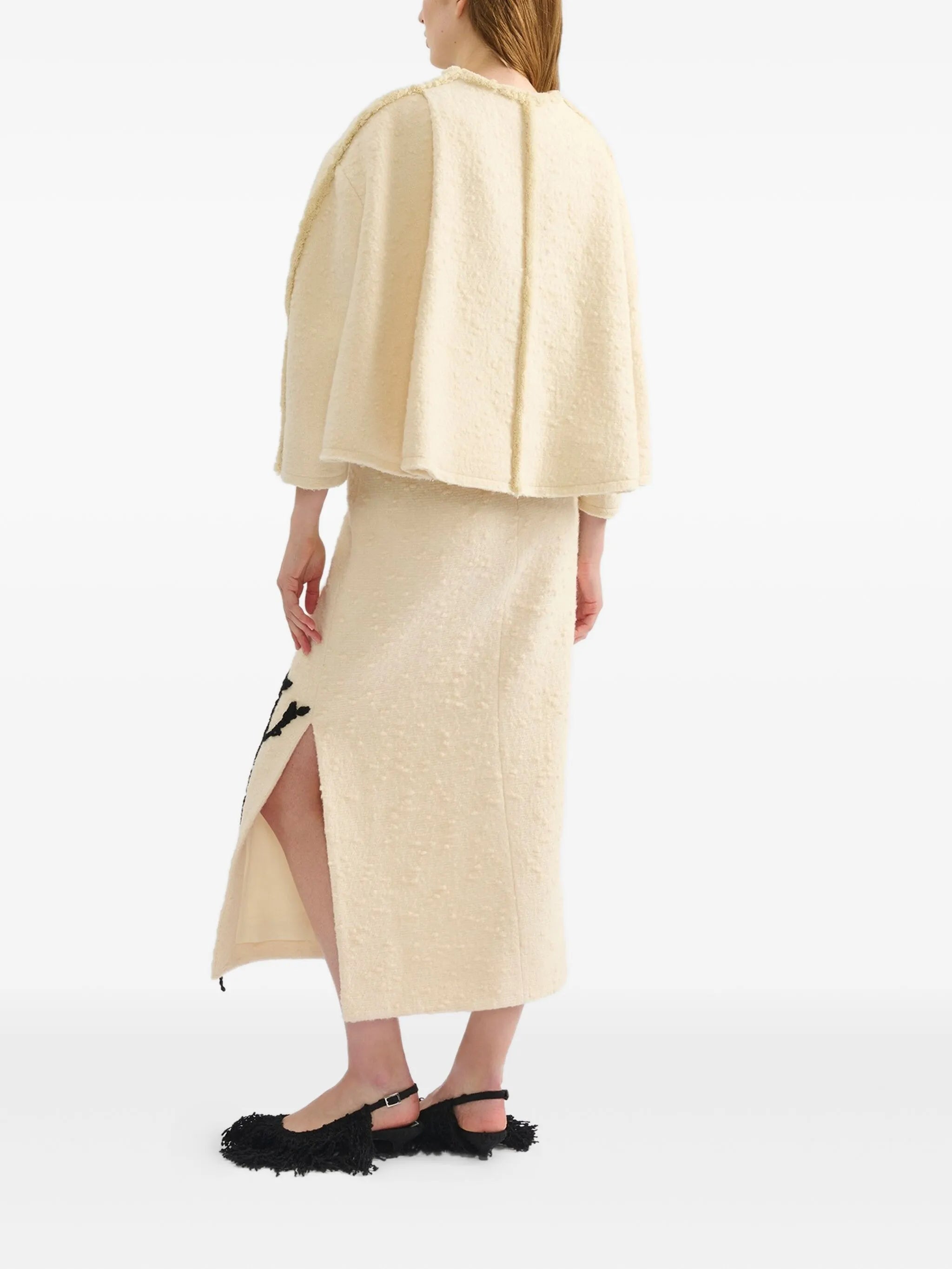 embroidered side-split skirt