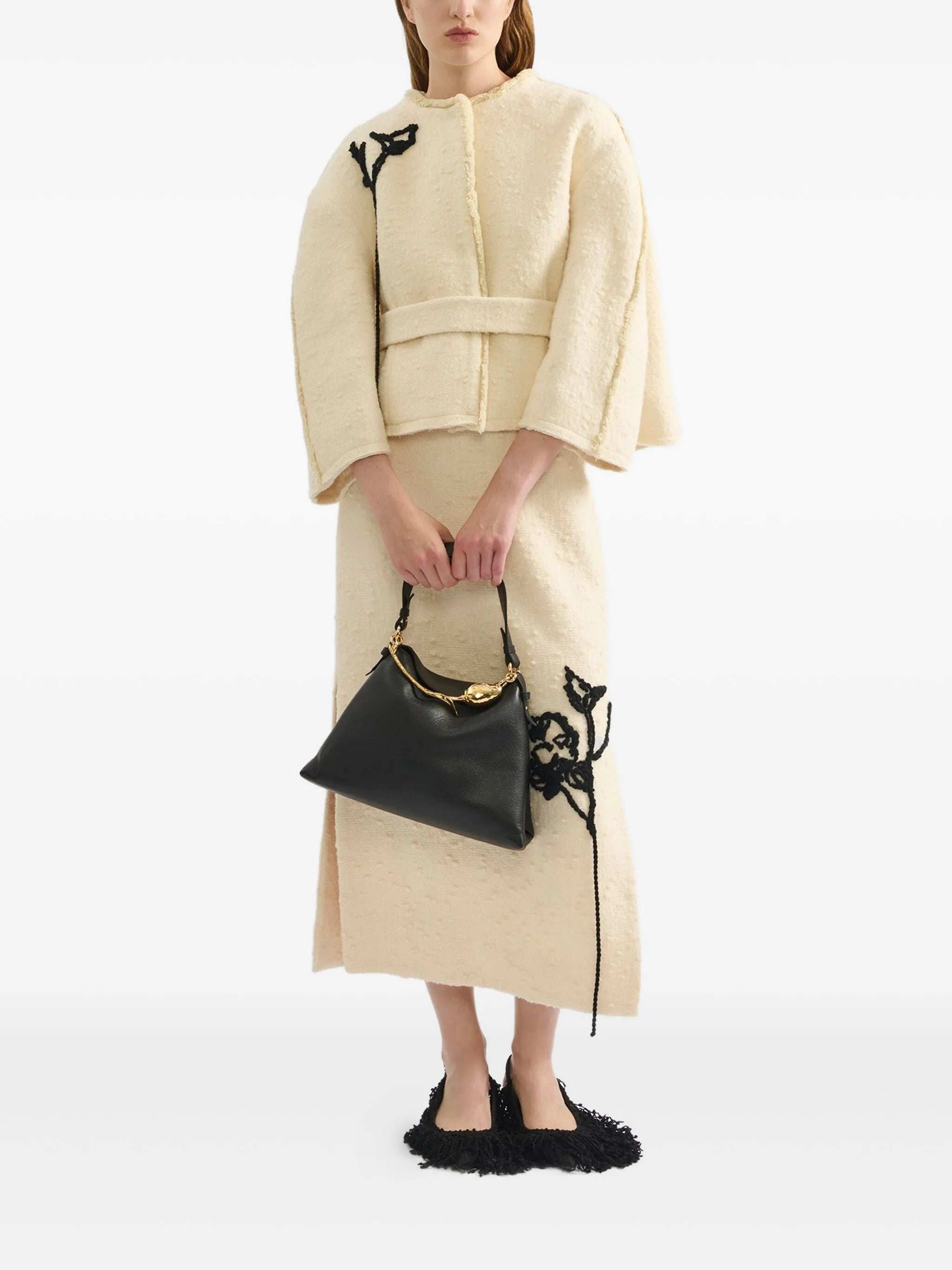 embroidered side-split skirt