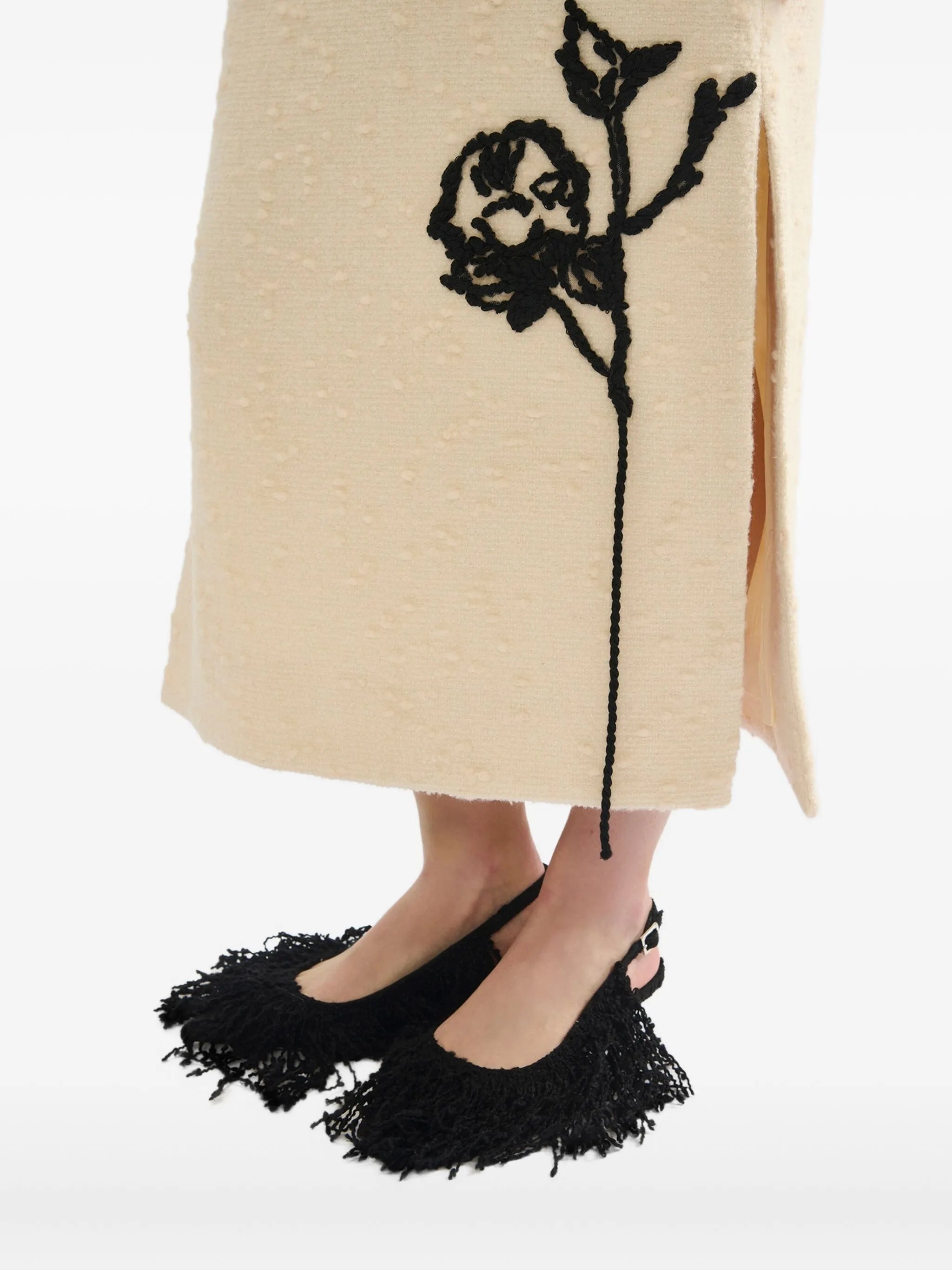 embroidered side-split skirt