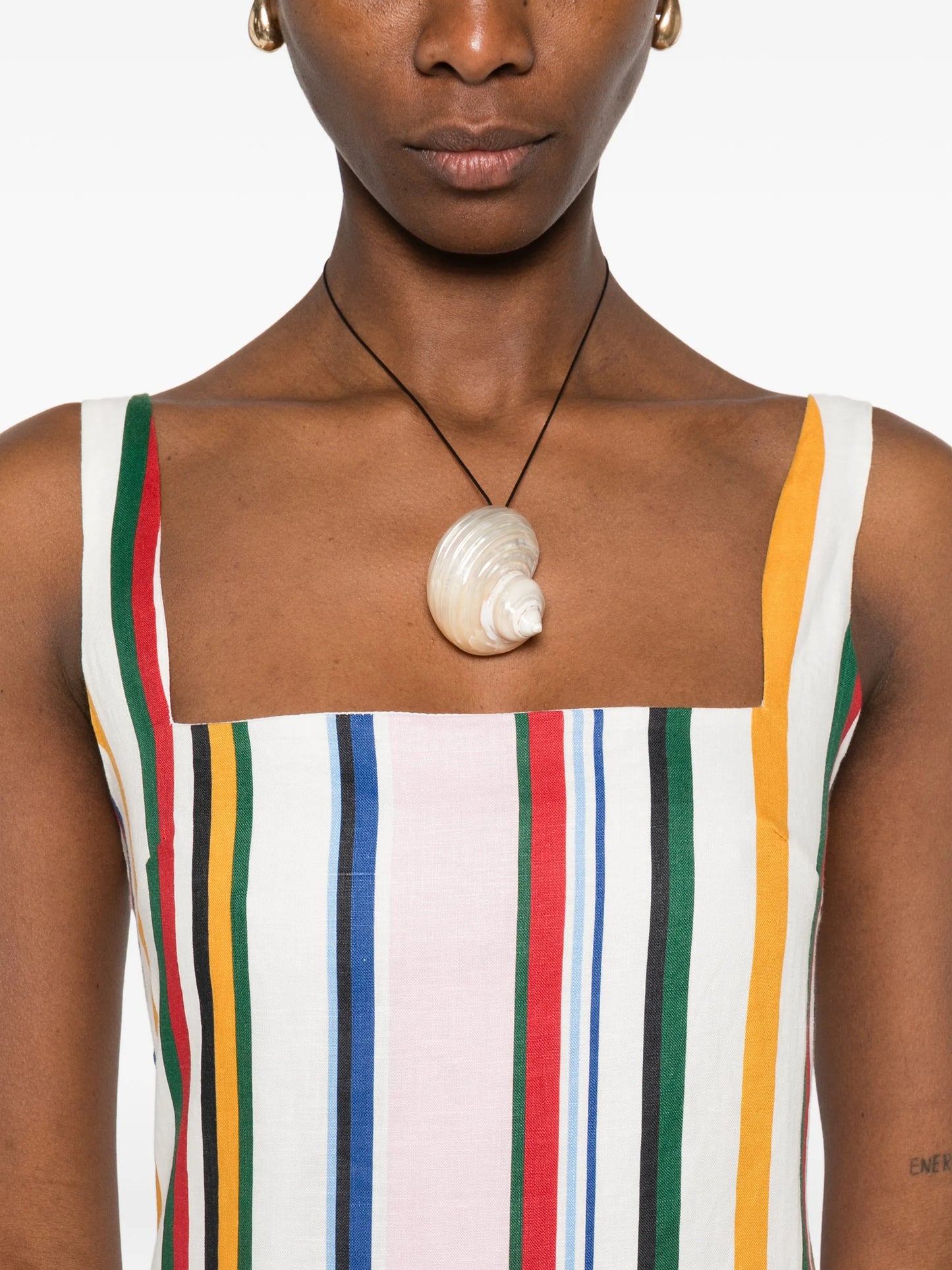 Amaranta square-neck striped midi dress