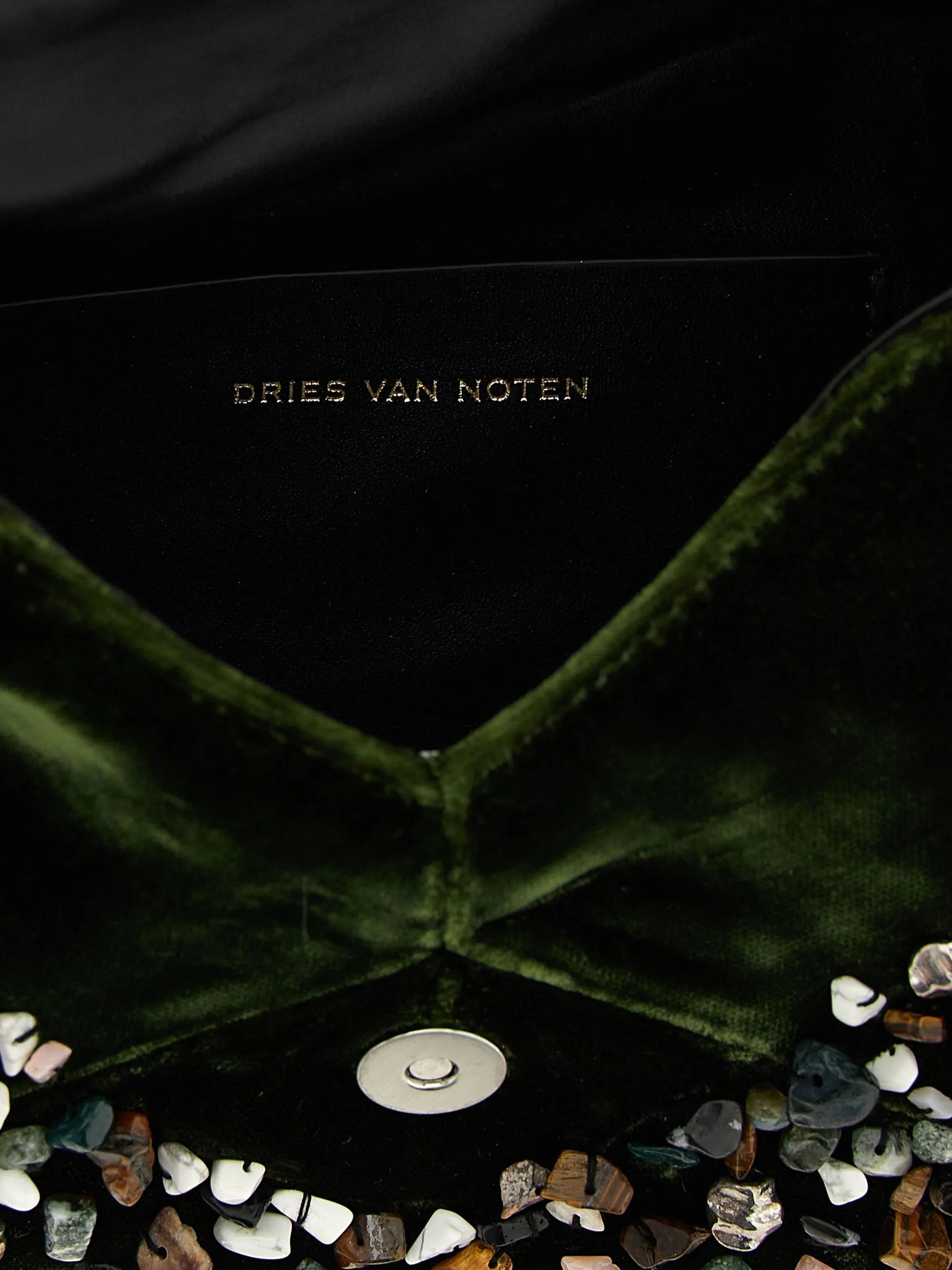 stone-embellished envelope clutch bag