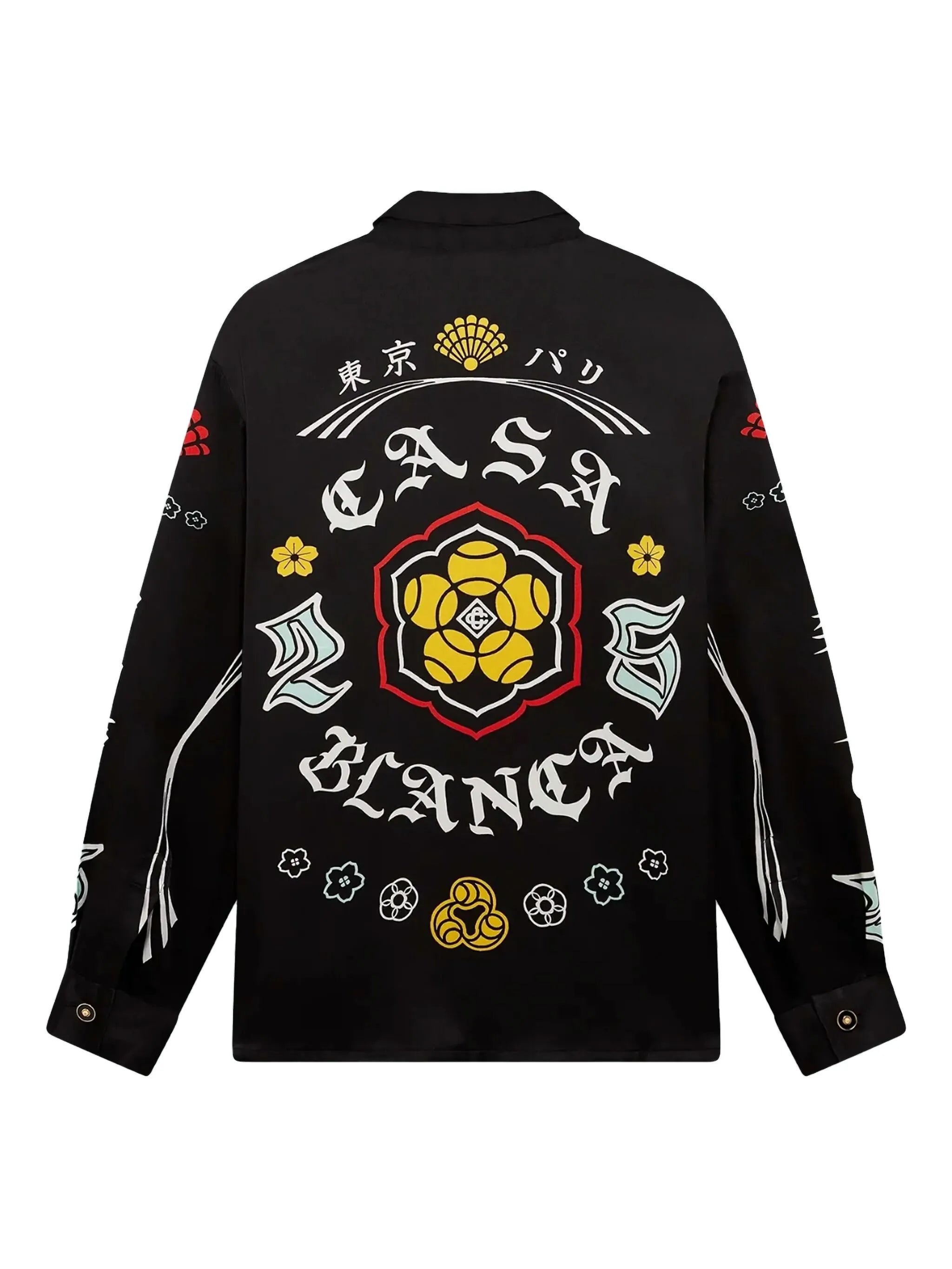 emblem silk long-sleeve shirt