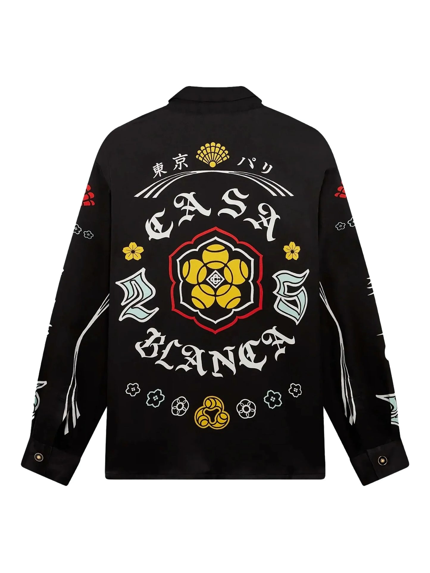 emblem silk long-sleeve shirt