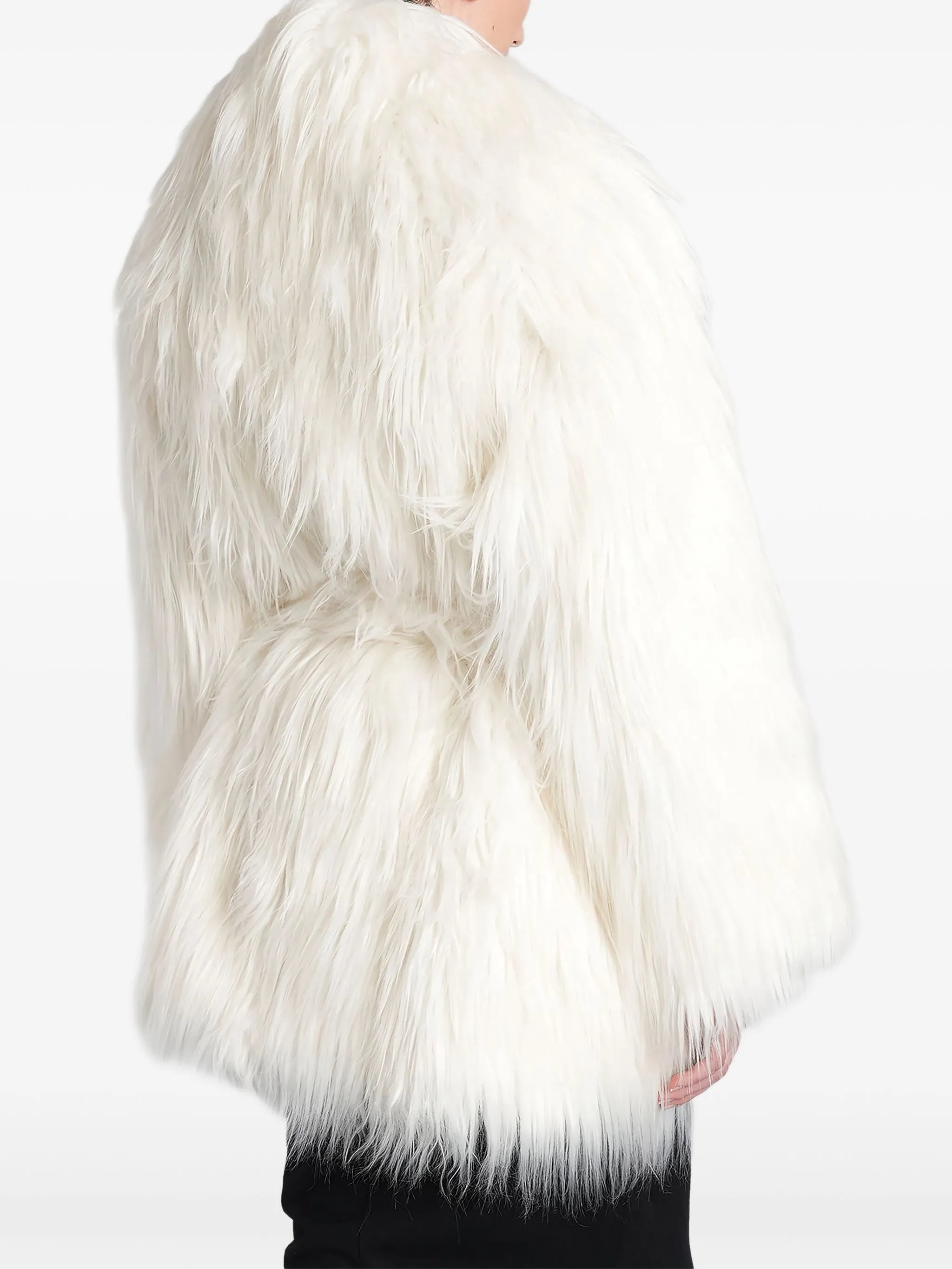 belted faux-fur coat