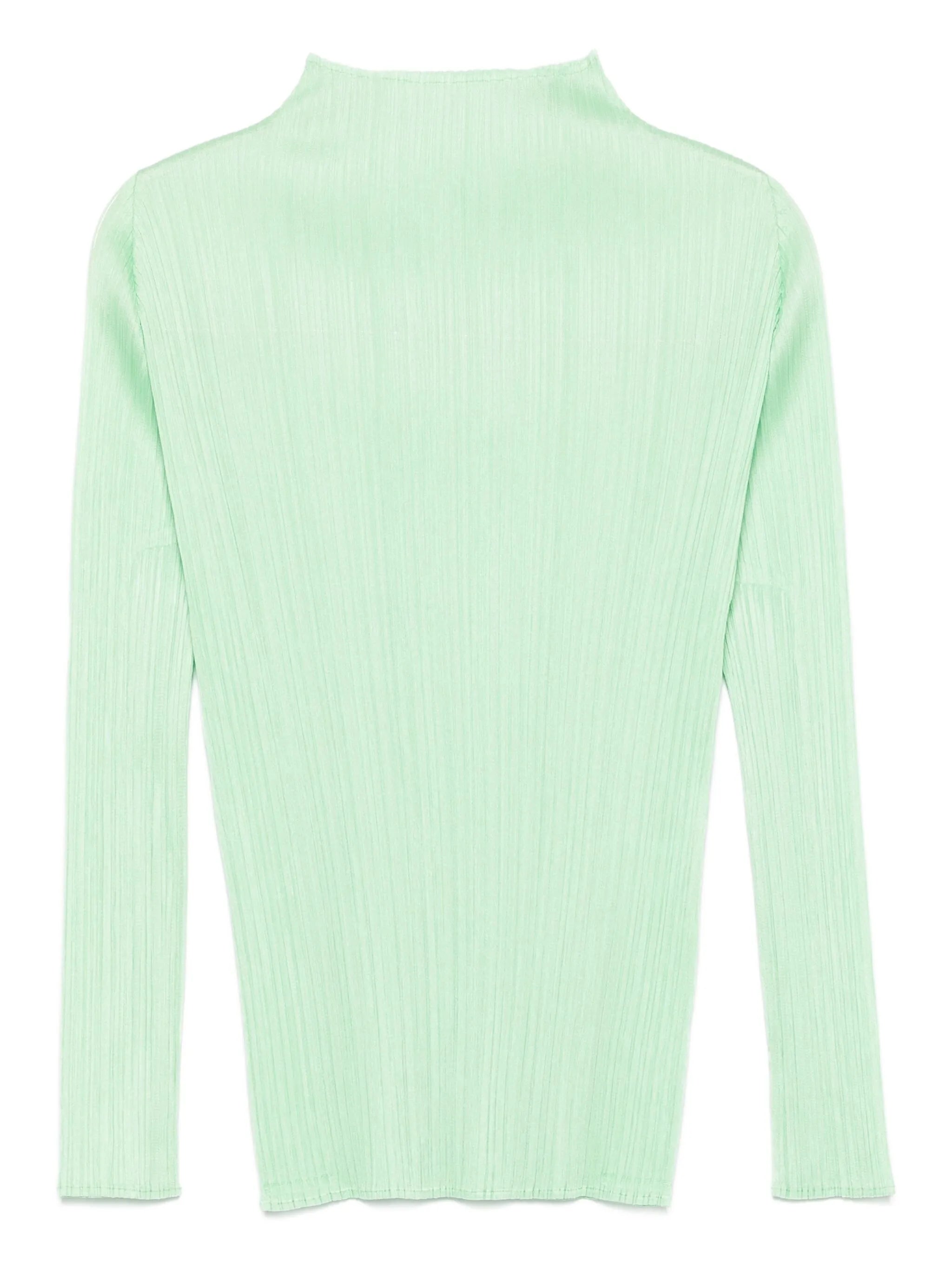high-neck pleated blouse