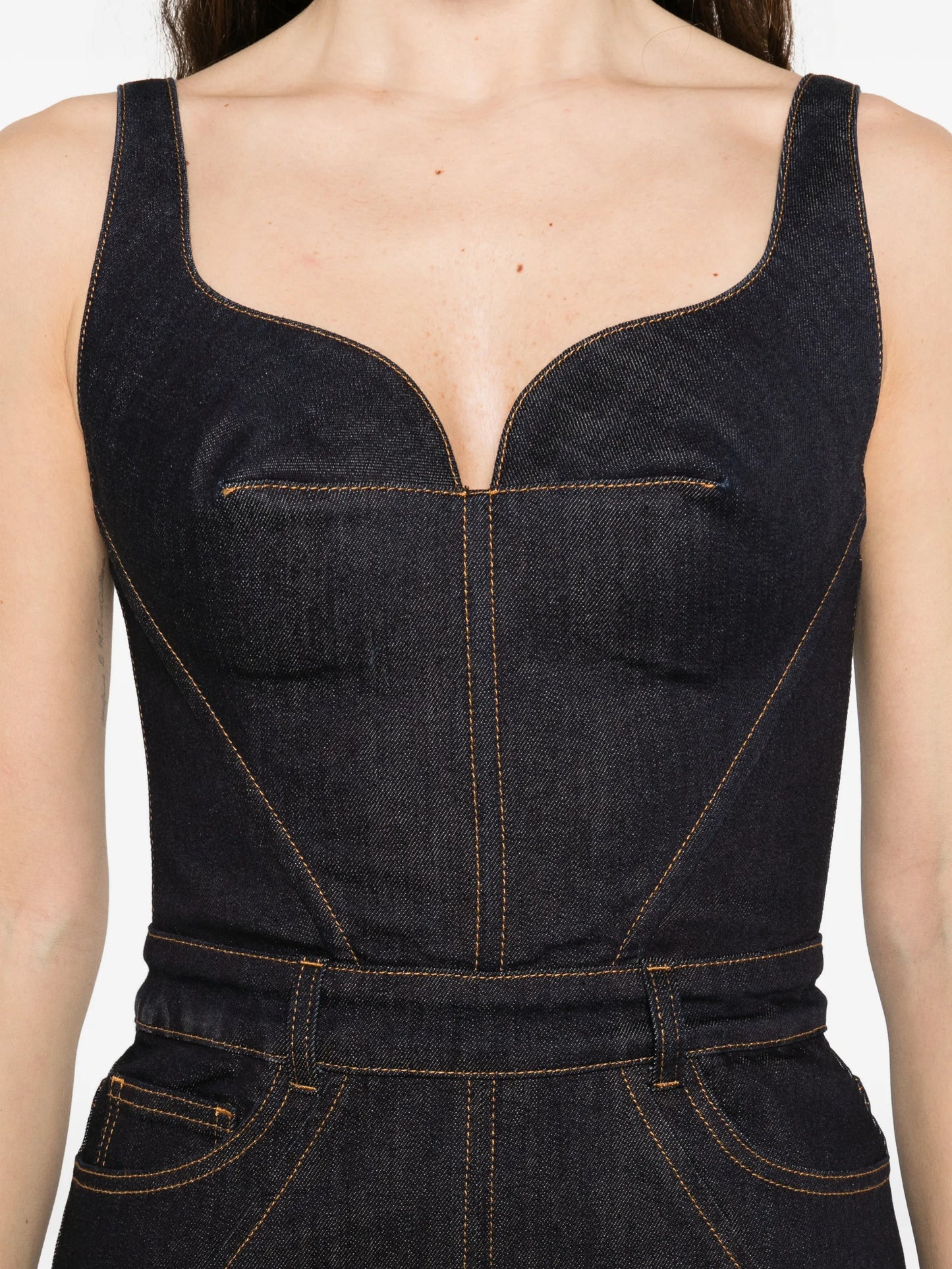 pocket denim midi dress