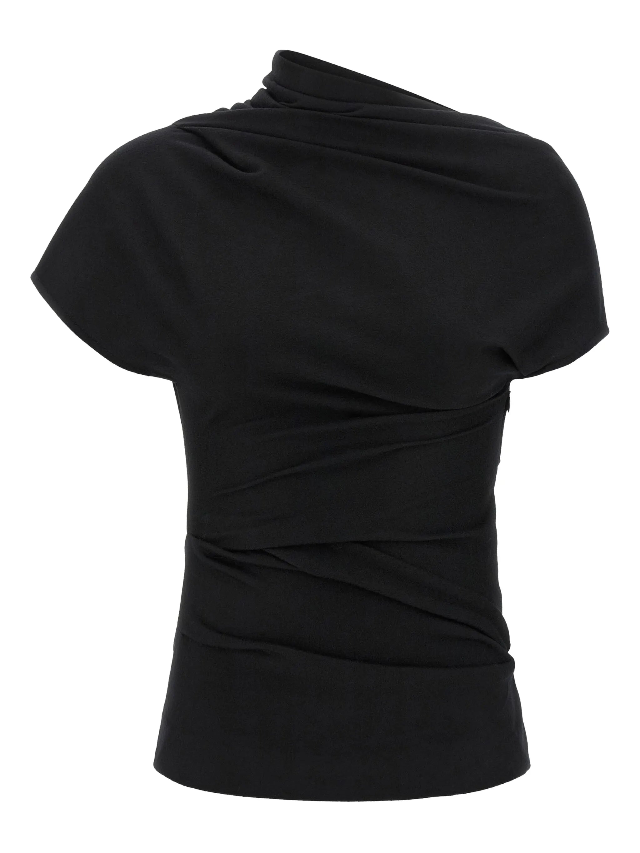 Flap draped short-sleeve top