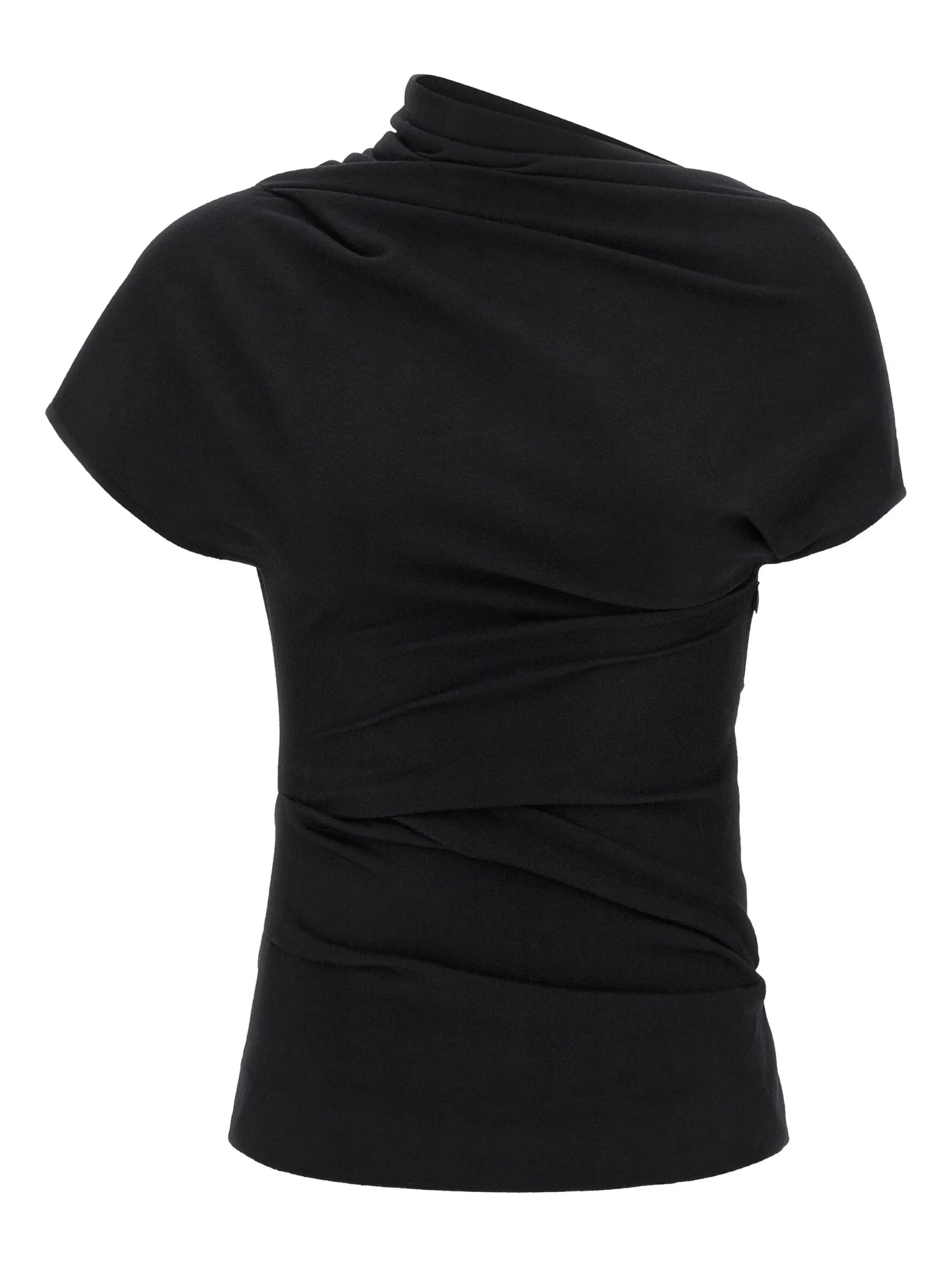 Flap draped short-sleeve top
