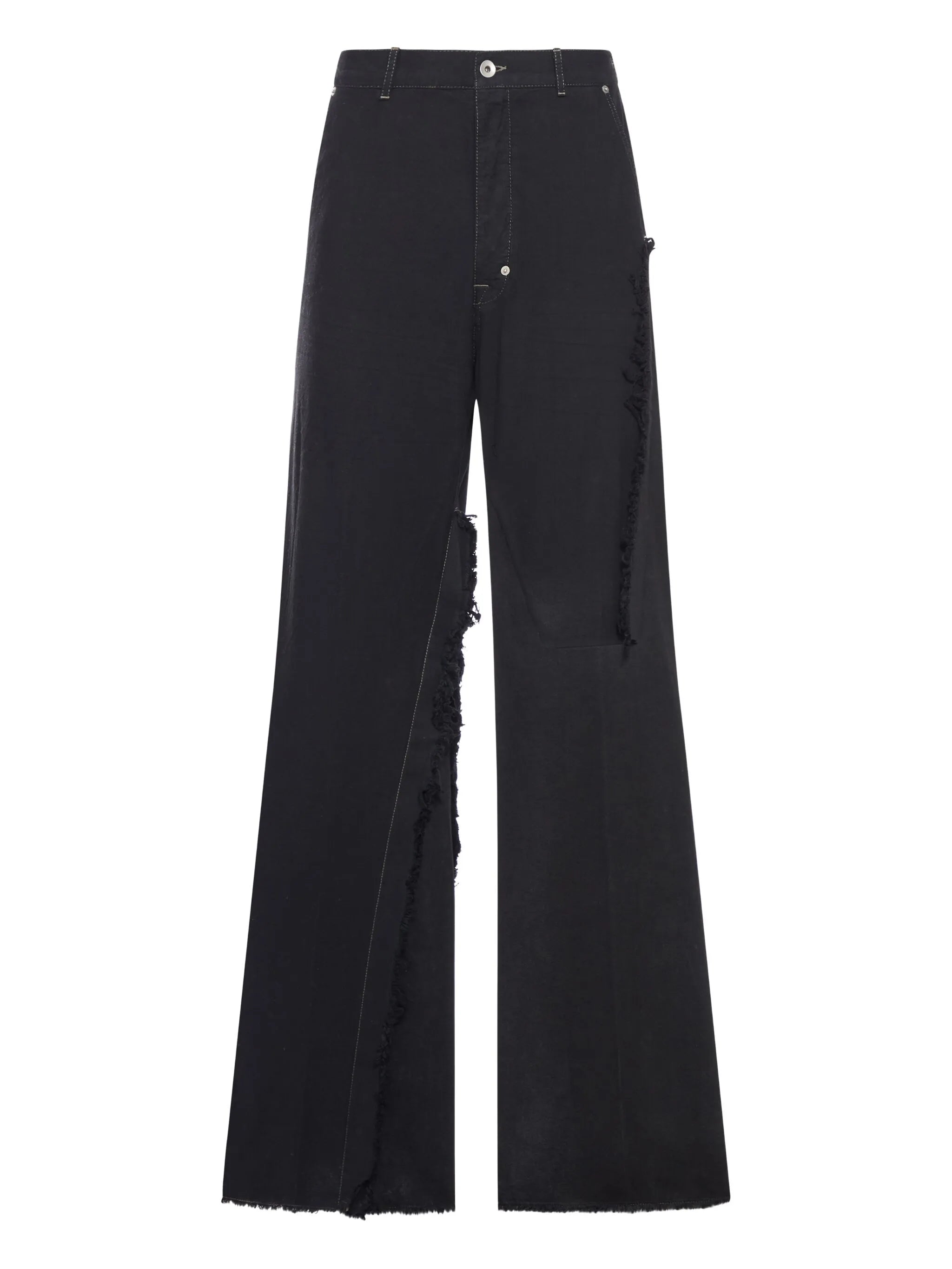 frayed-detail cotton trousers