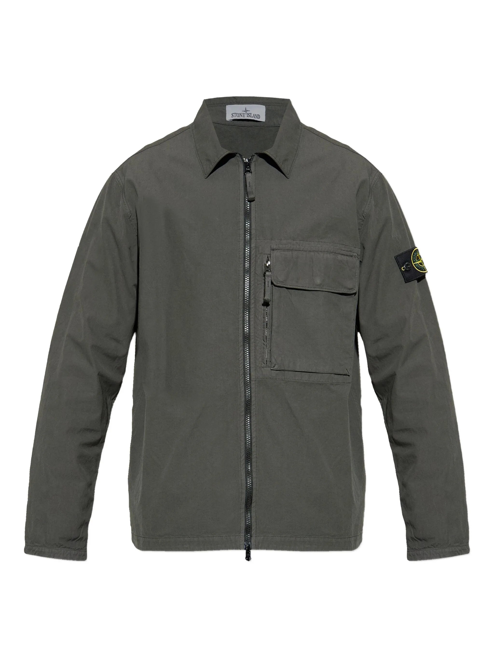 patch-pocket zip-front shirt