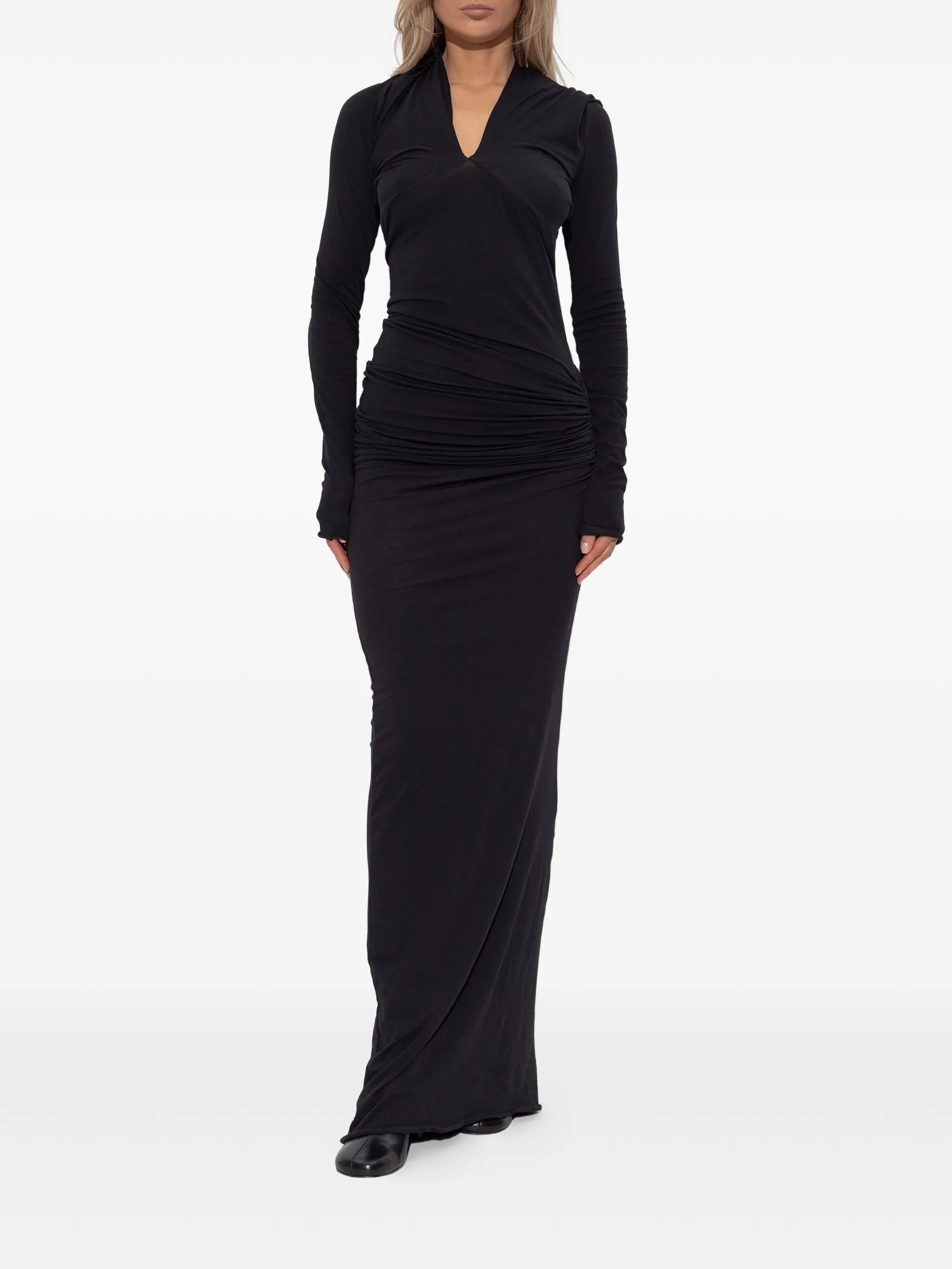 draped cowl-neck maxi dress
