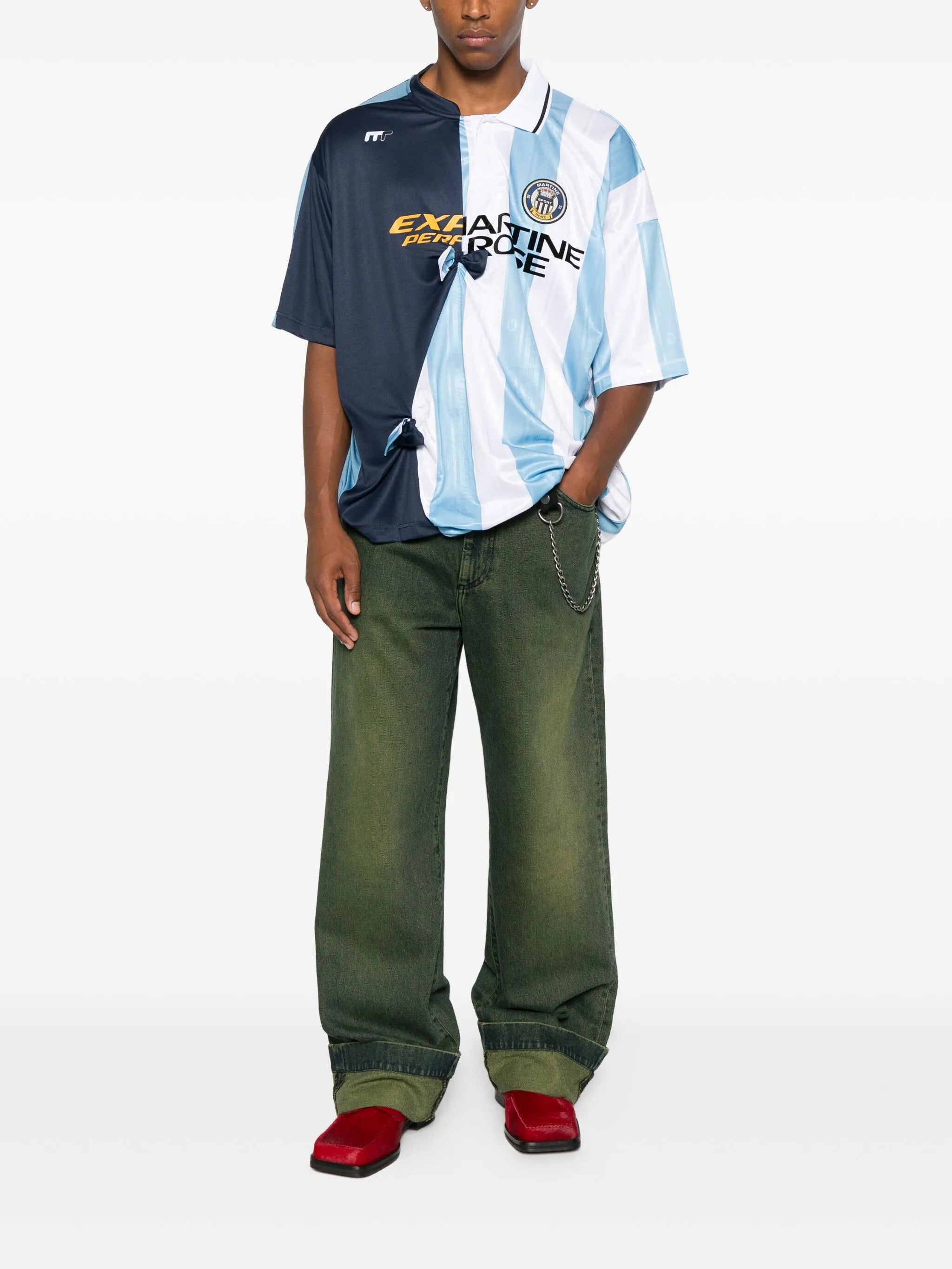 panelled striped jersey