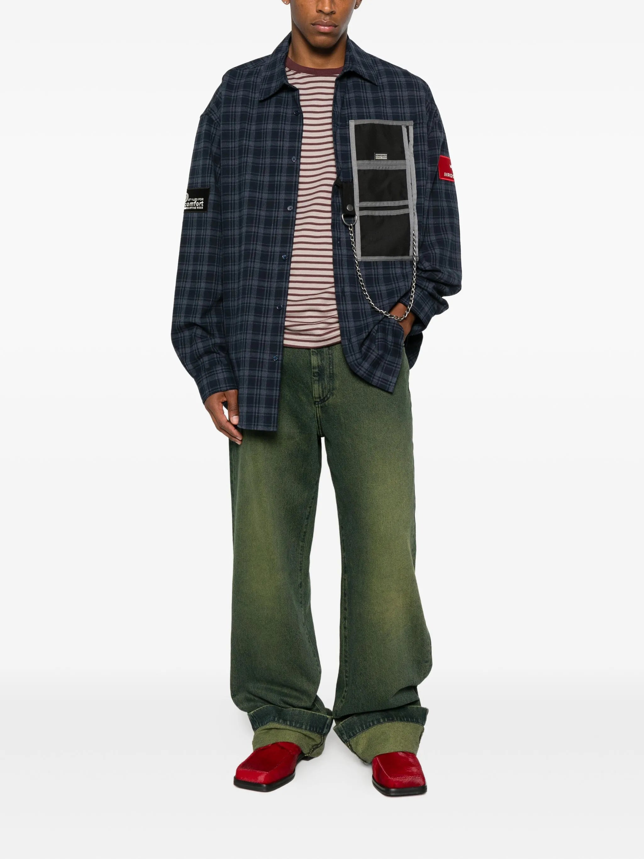 chain-detail checked shirt