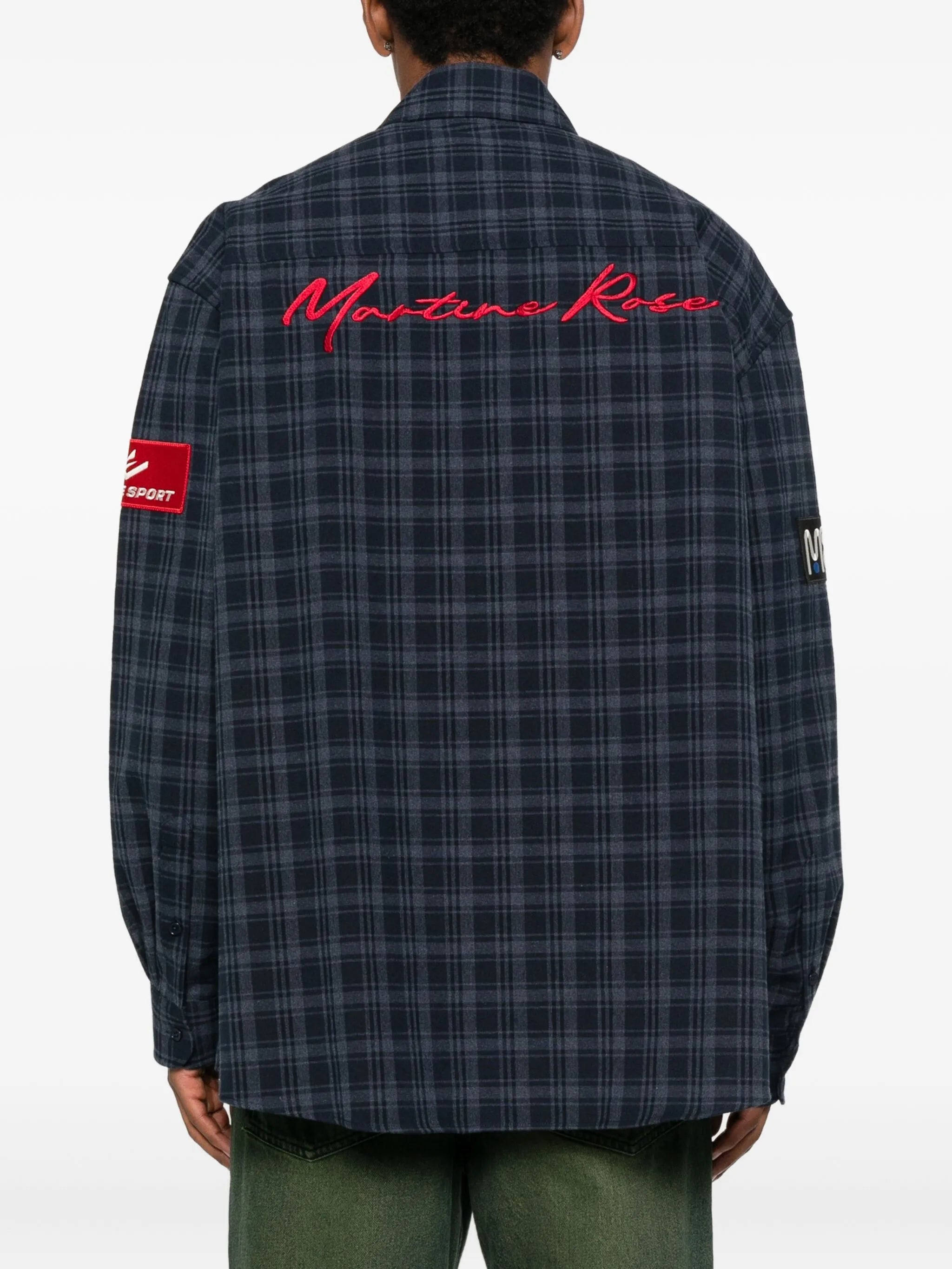 chain-detail checked shirt