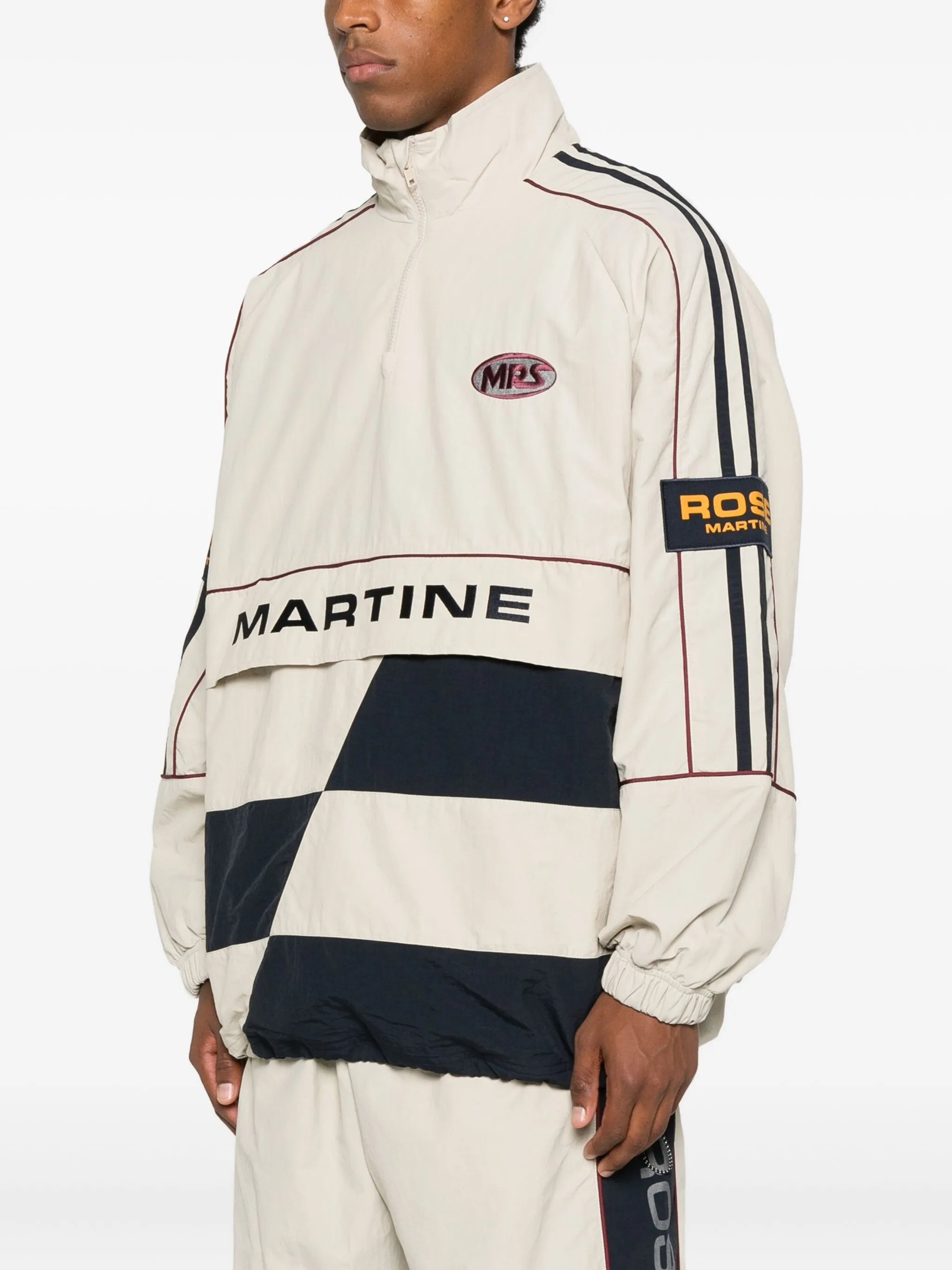 panelled logo-emblem half-zip sweater