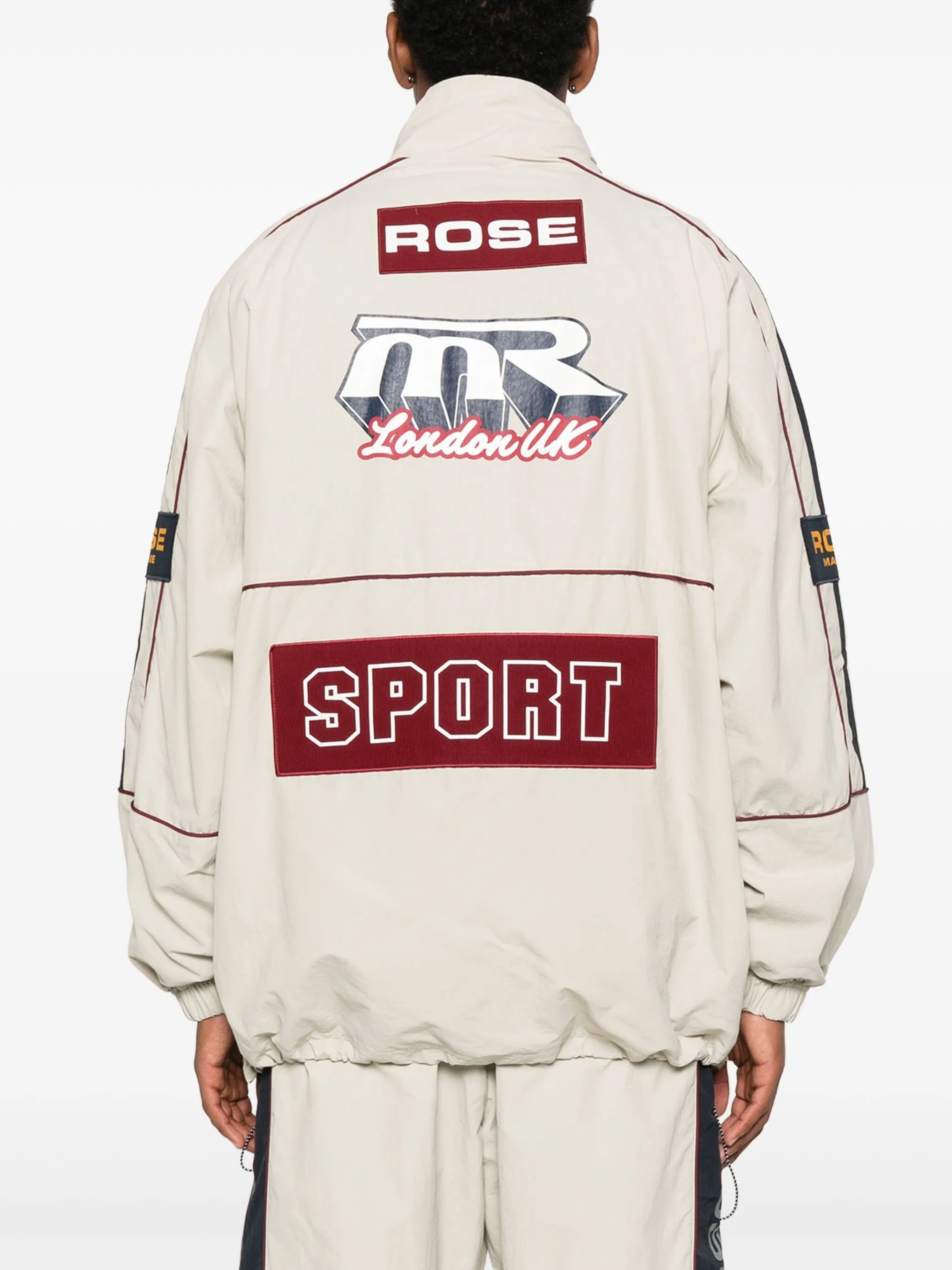 panelled logo-emblem half-zip sweater