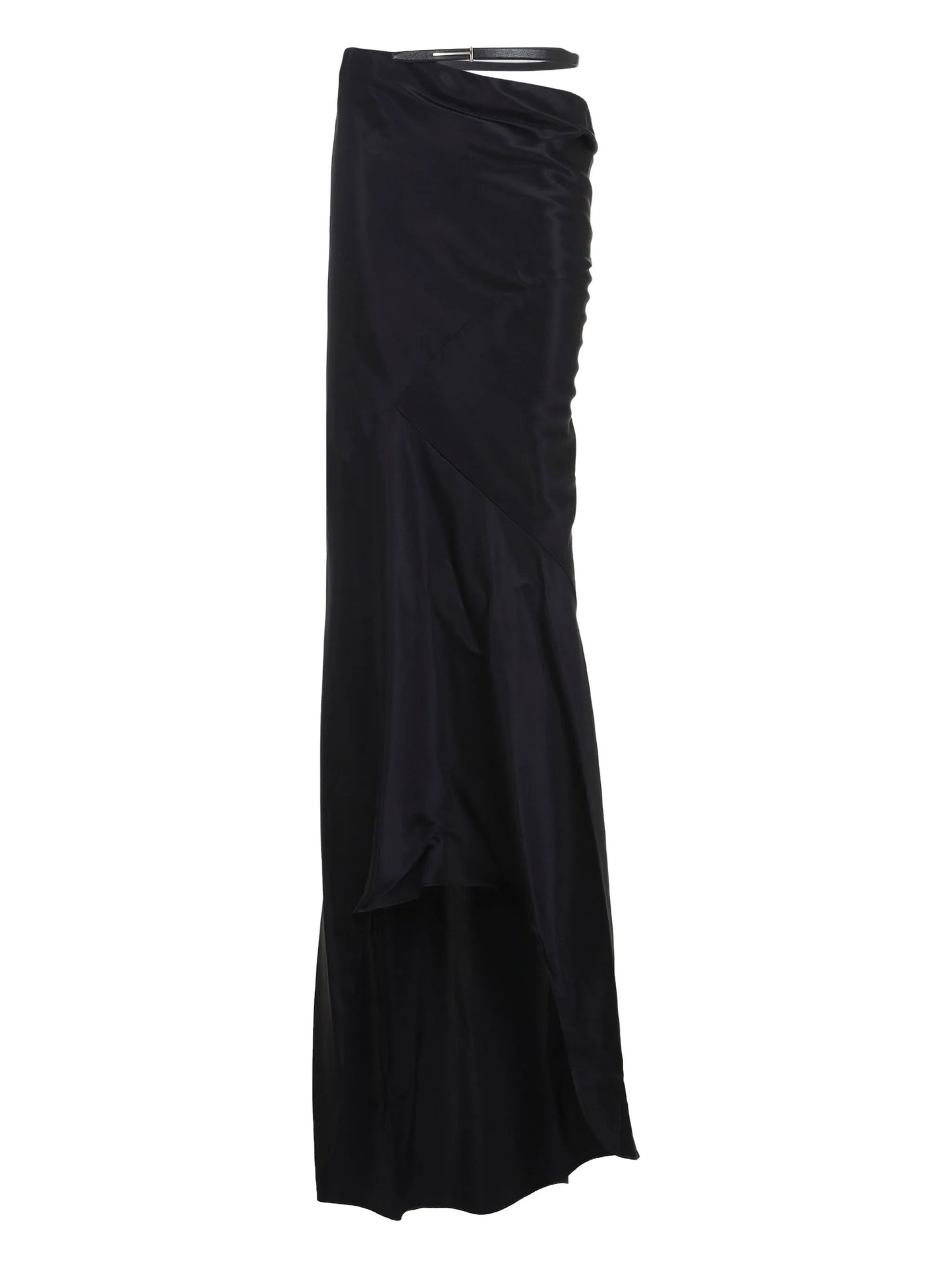 leather-belt draped skirt