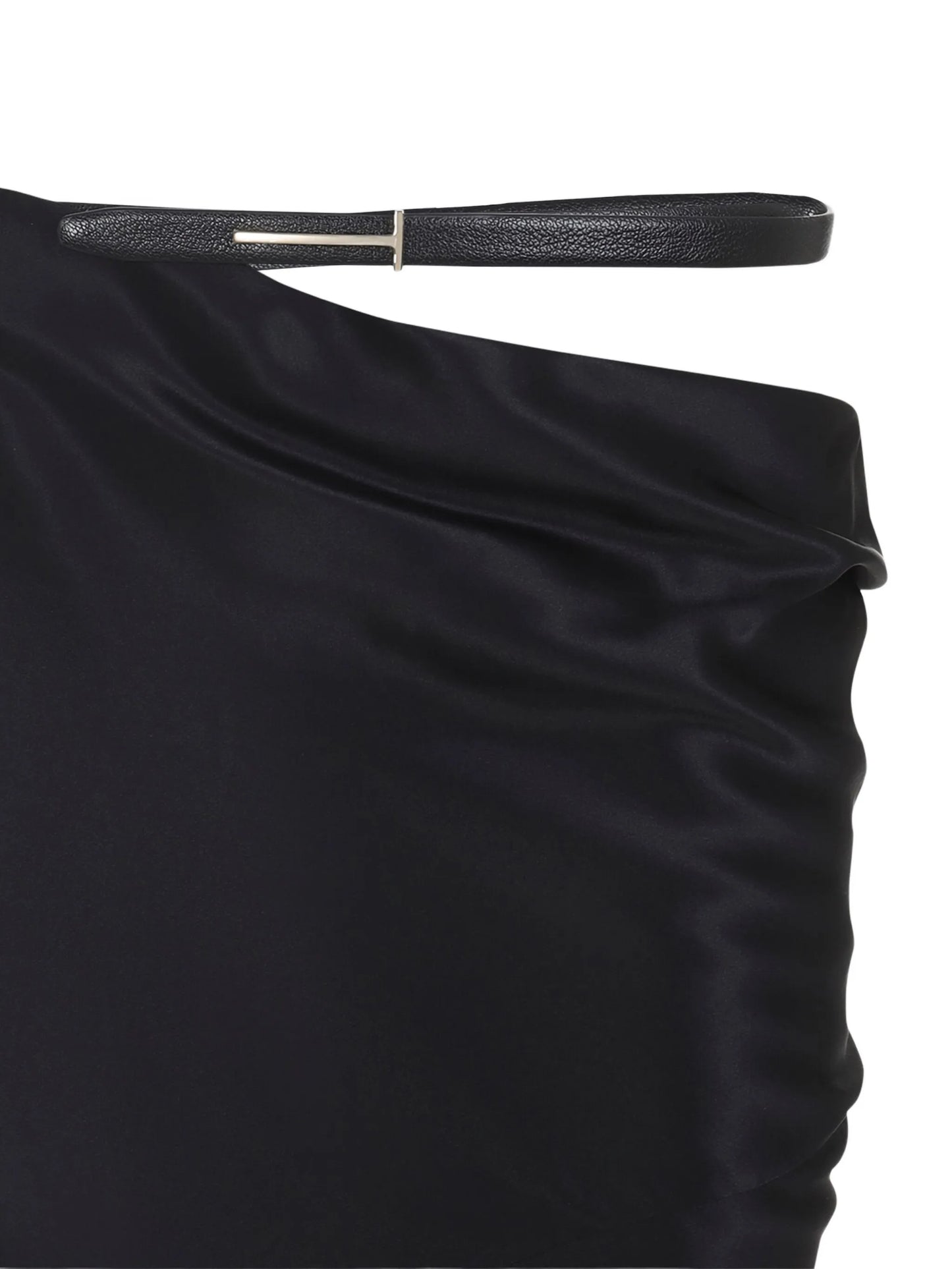 leather-belt draped skirt