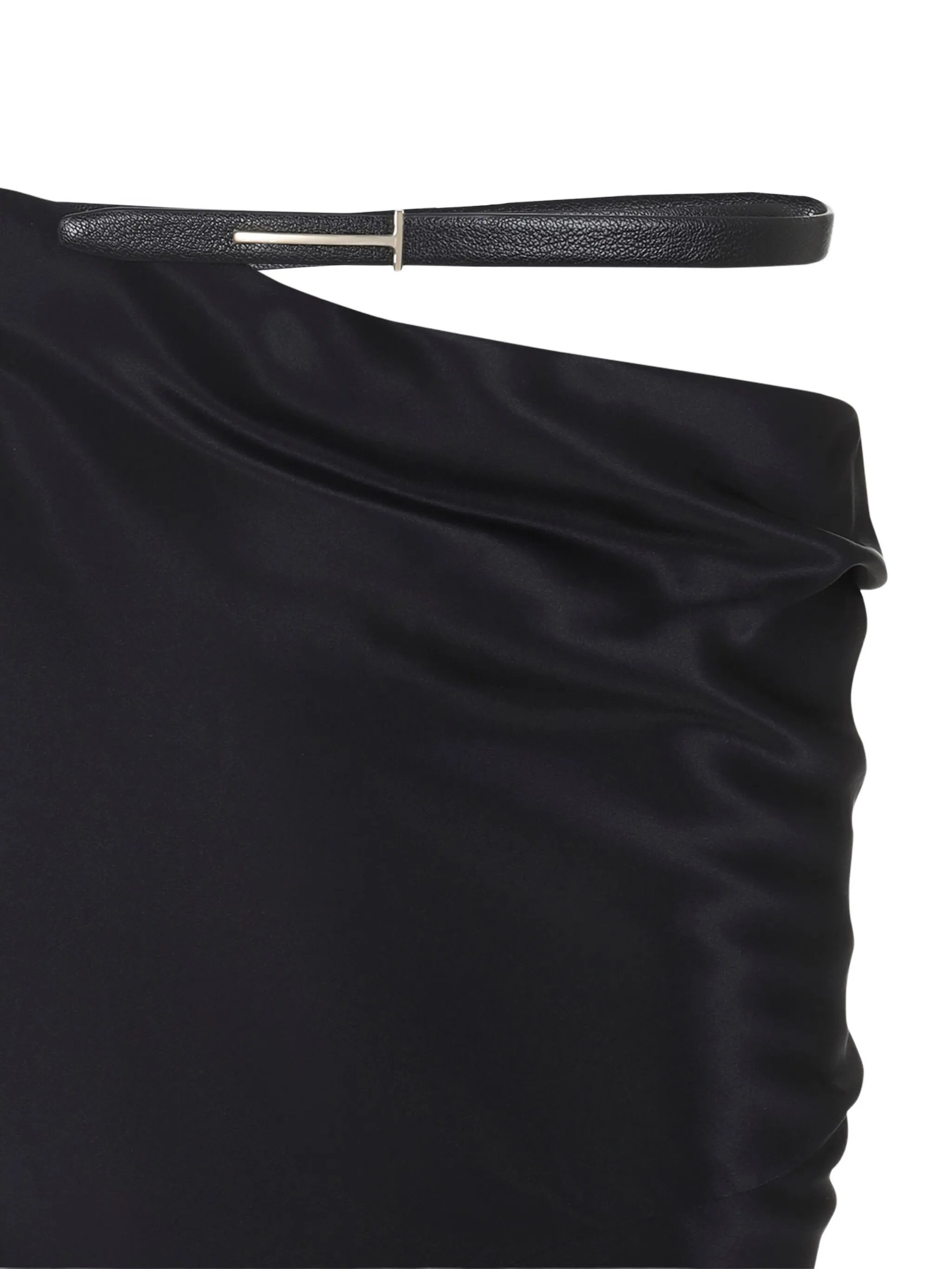leather-belt draped skirt