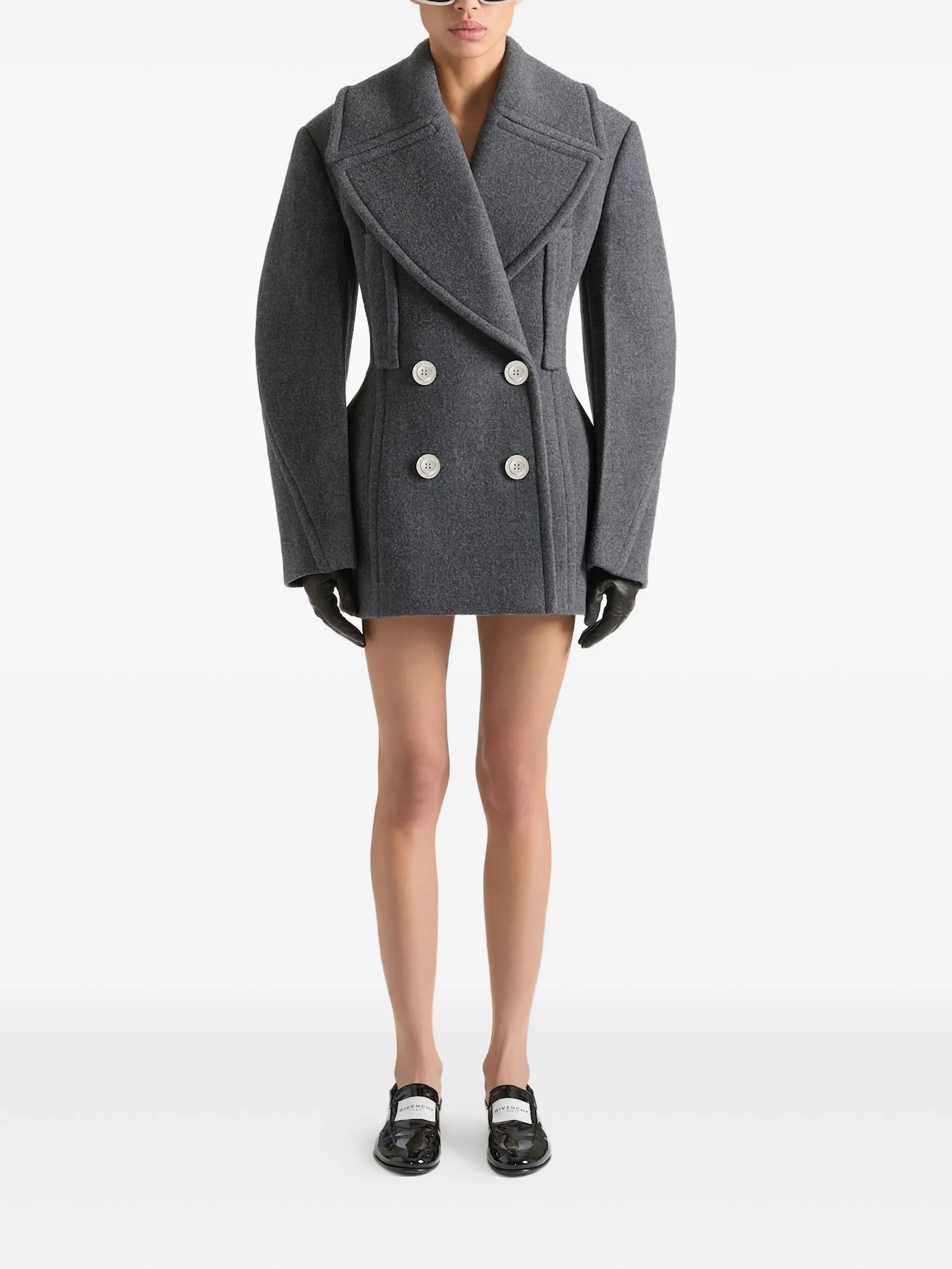 double-breasted balloon-sleeve jacket