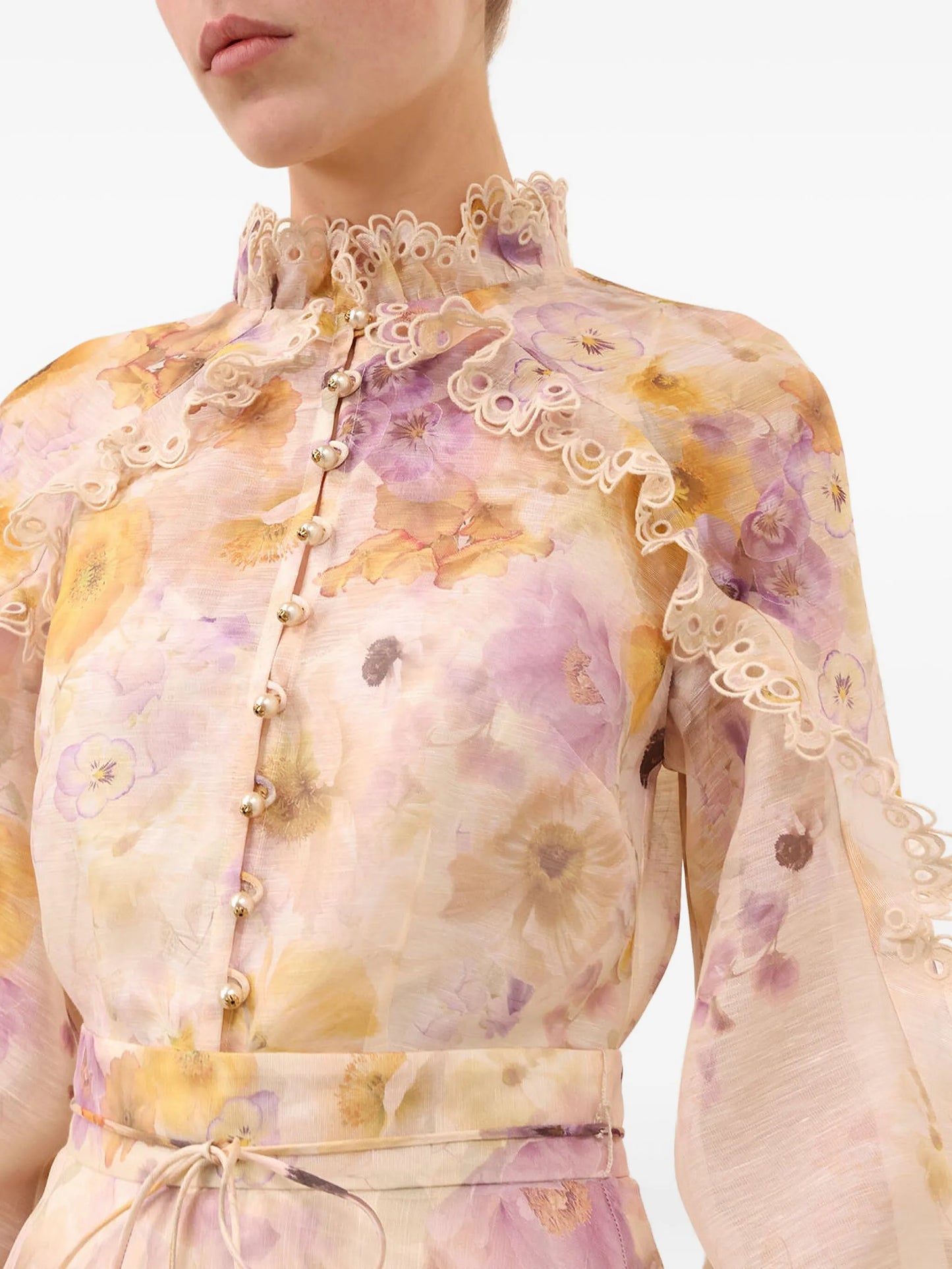 Memento ruffled floral-print blouse