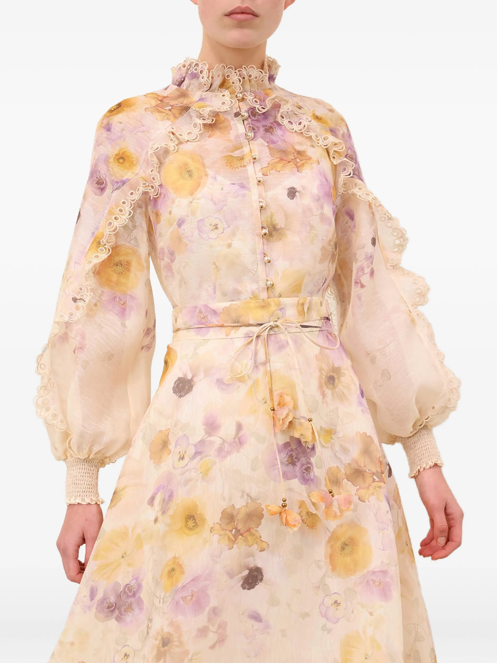 Memento ruffled floral-print blouse