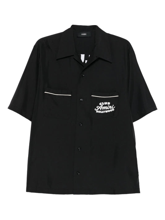 embroidered-pocket short-sleeve shirt