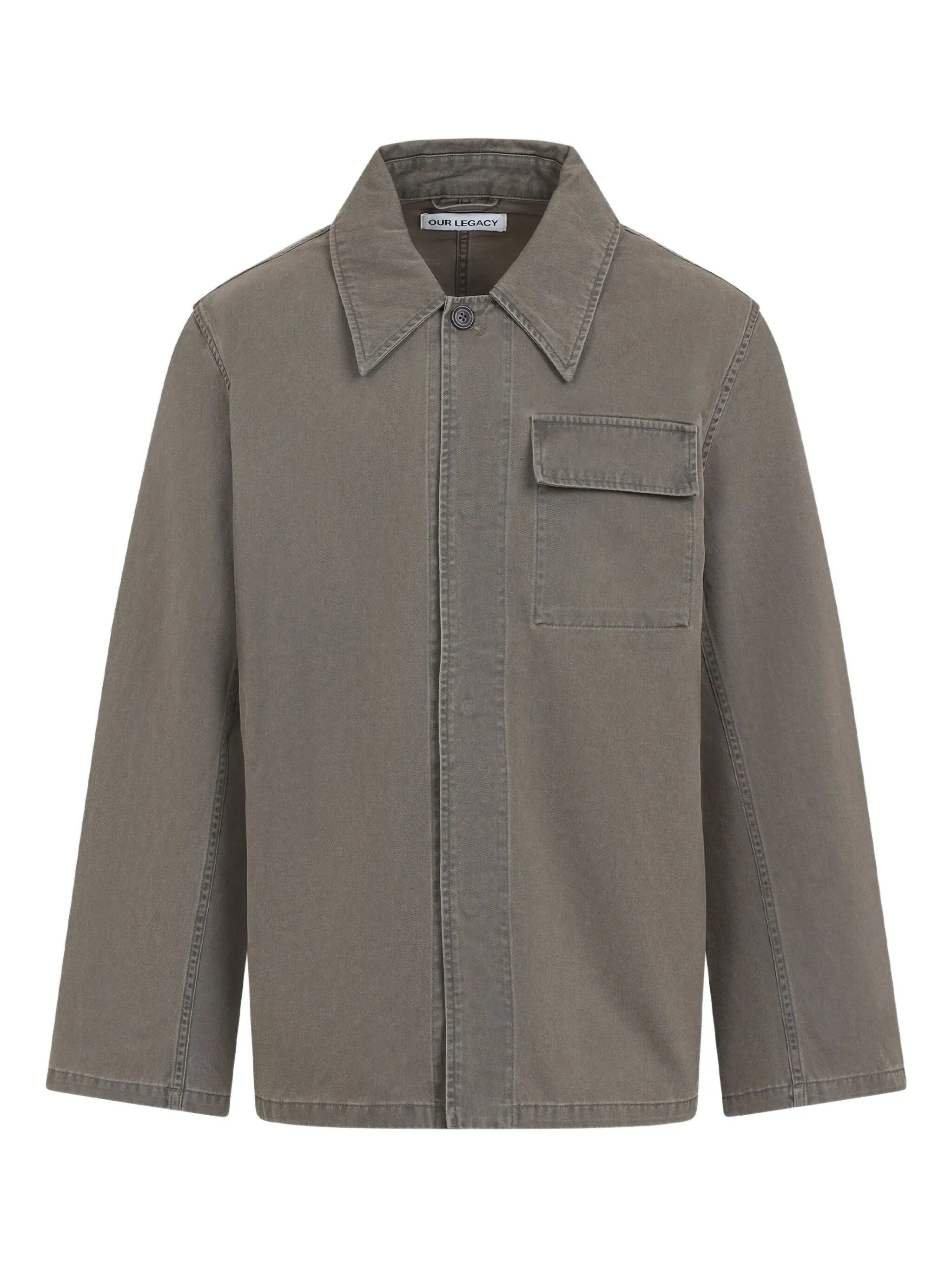 button-fastening pocket shirt jacket