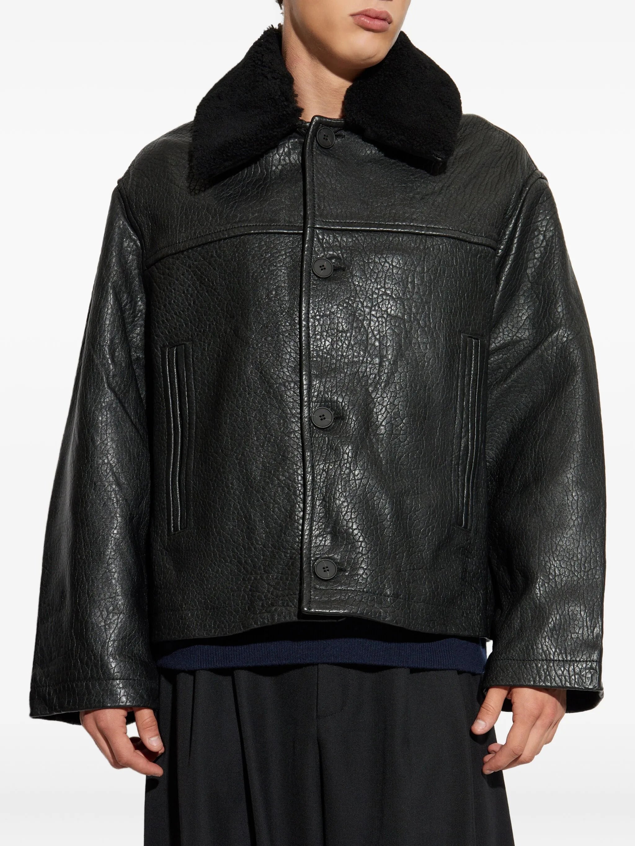 textured-leather jacket