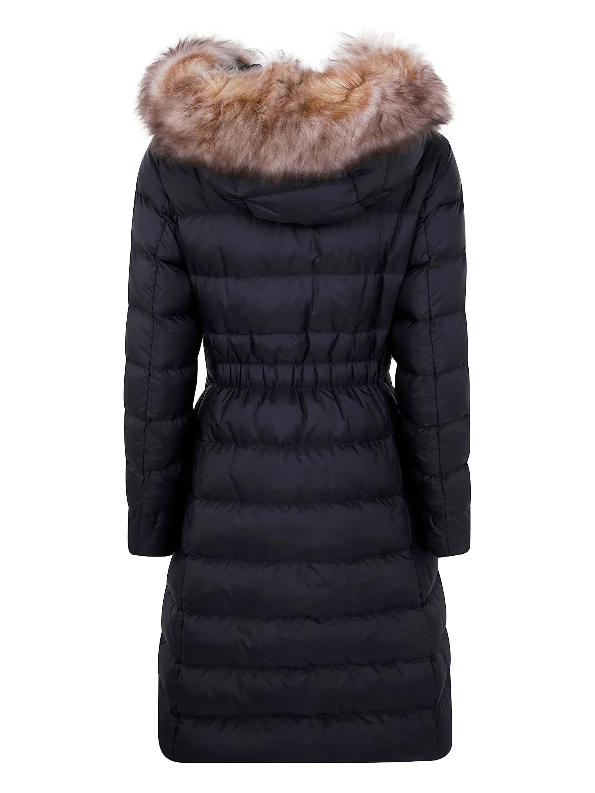 fur-trimmed quilted coat