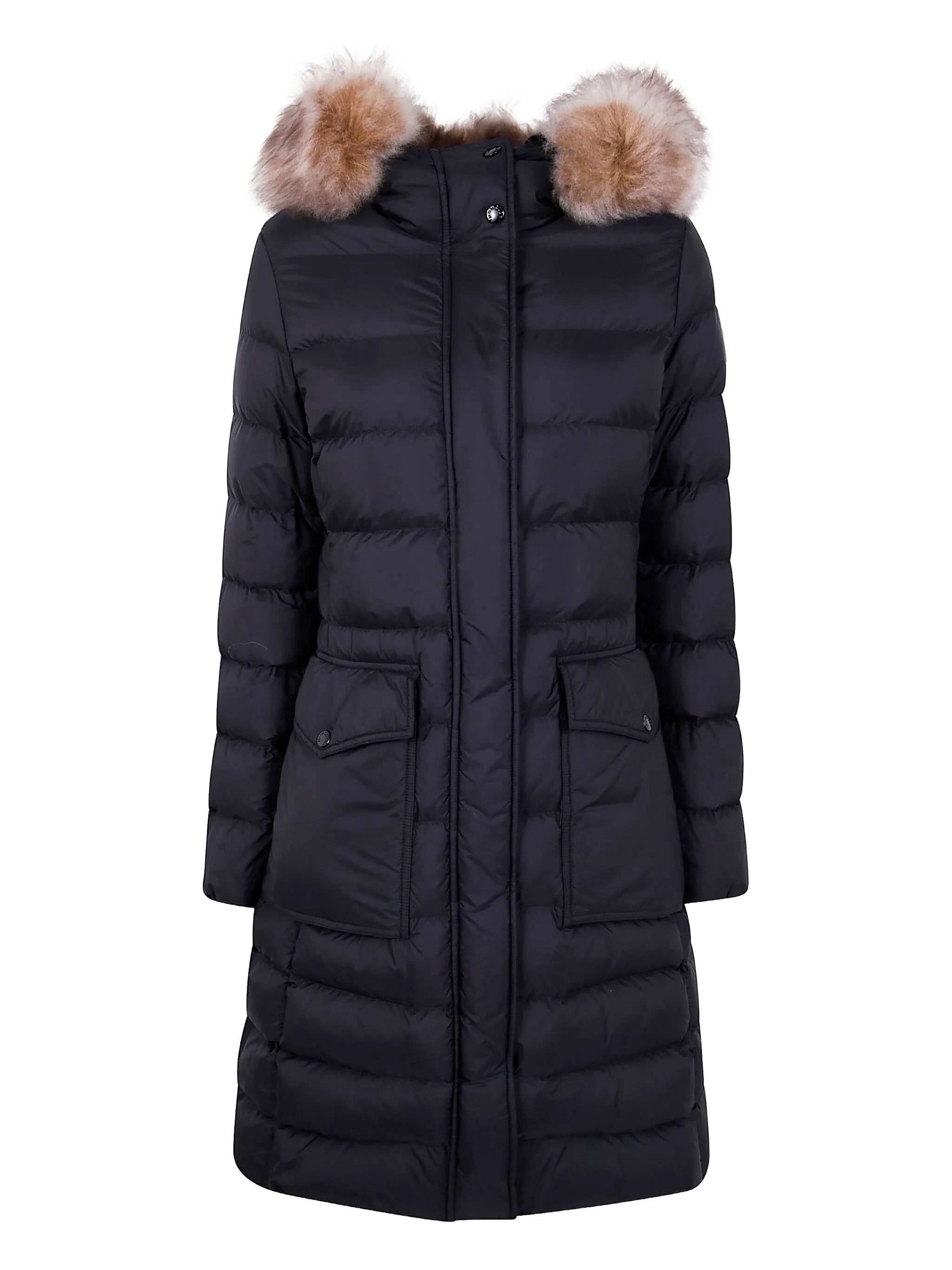fur-trimmed quilted coat