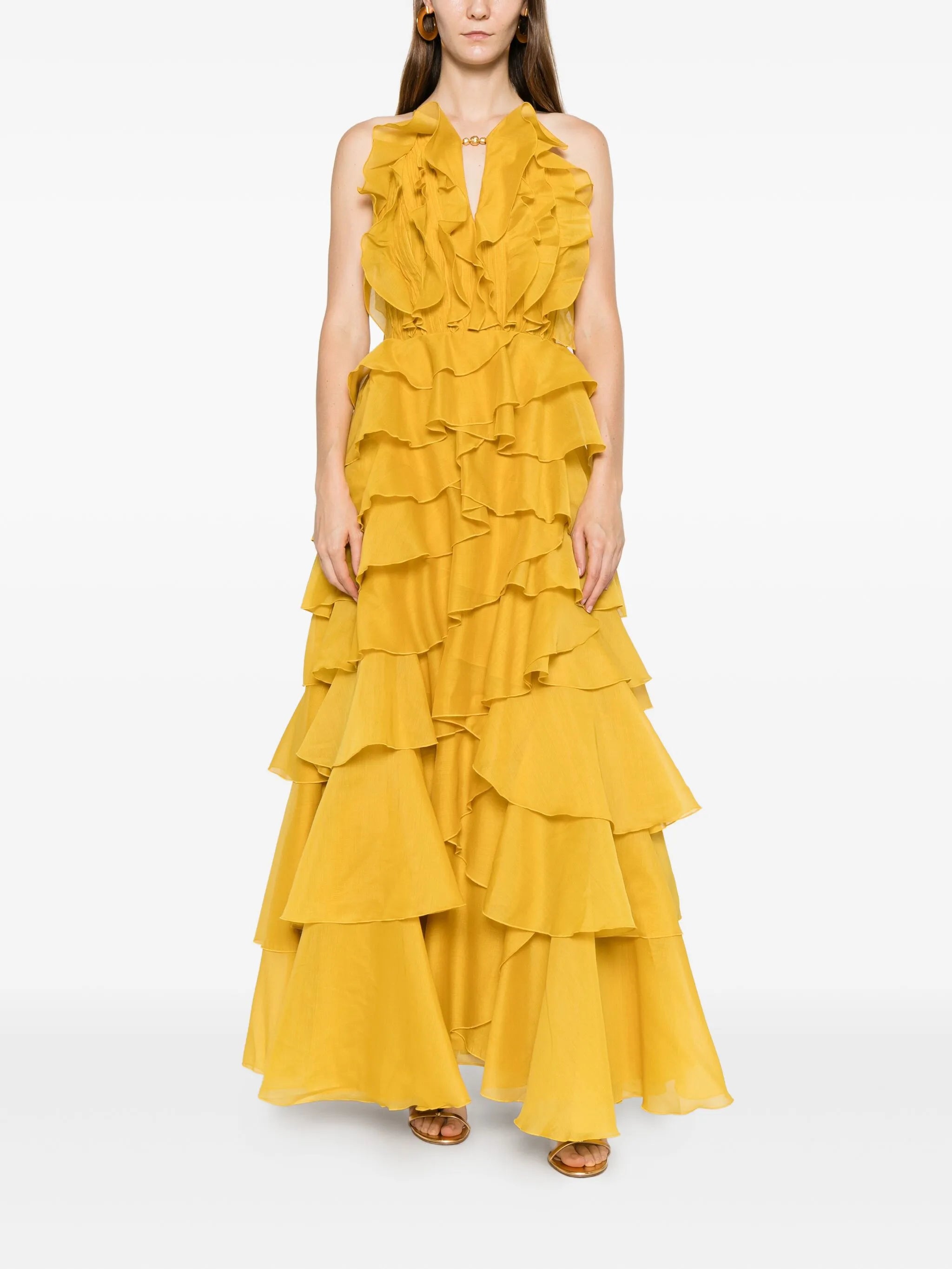 Cleo ruffled gown maxi dress