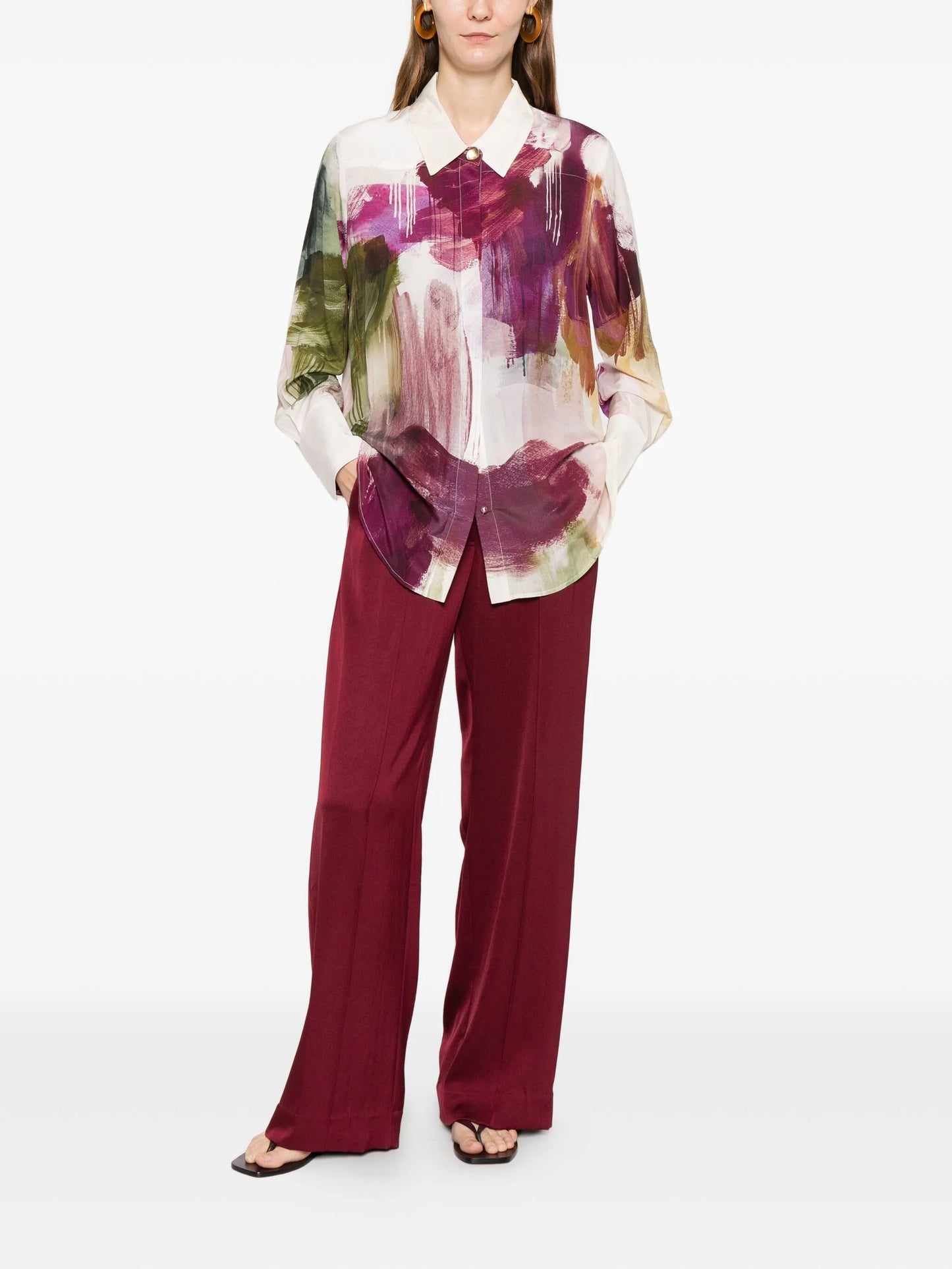 Atomic button print shirt
