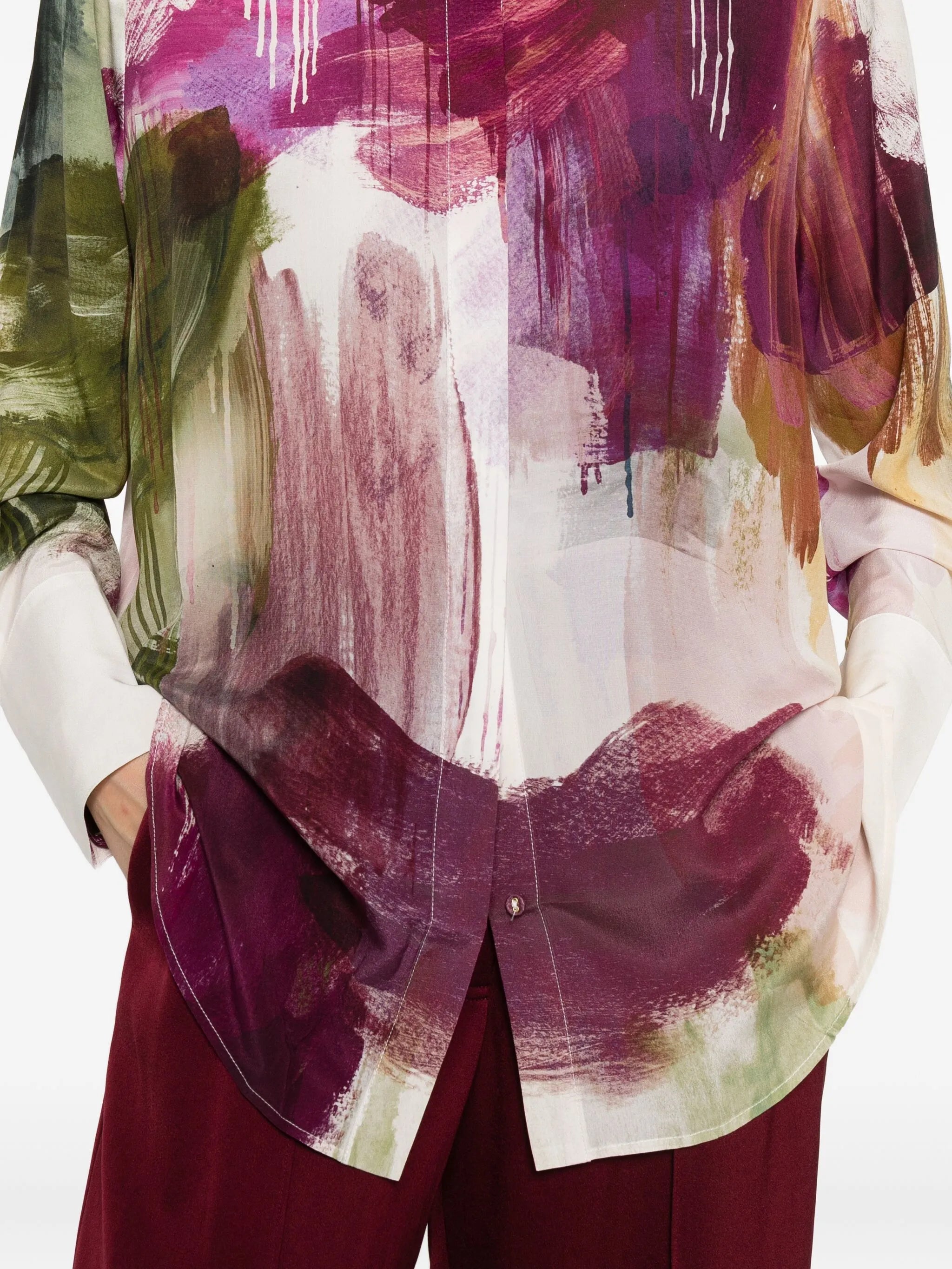 Atomic button print shirt