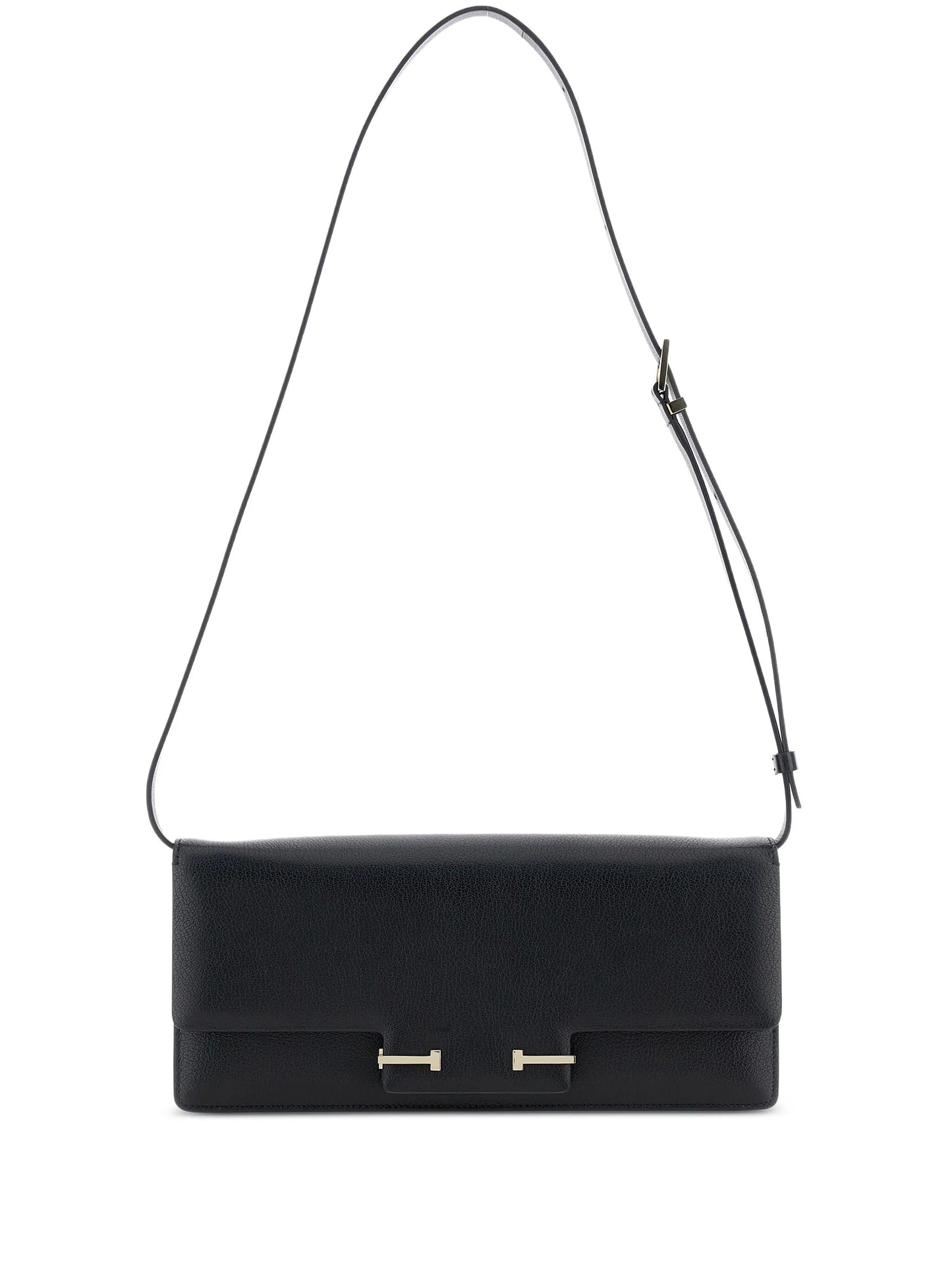 Enlongated leather shoulder bag