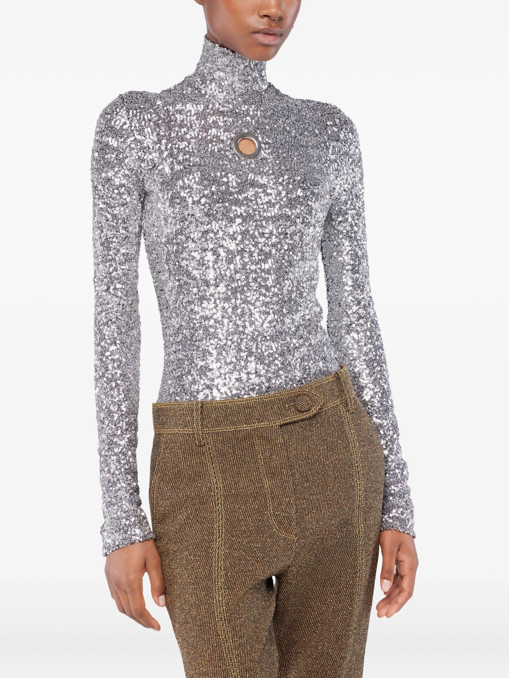 cut-out long-sleeved top