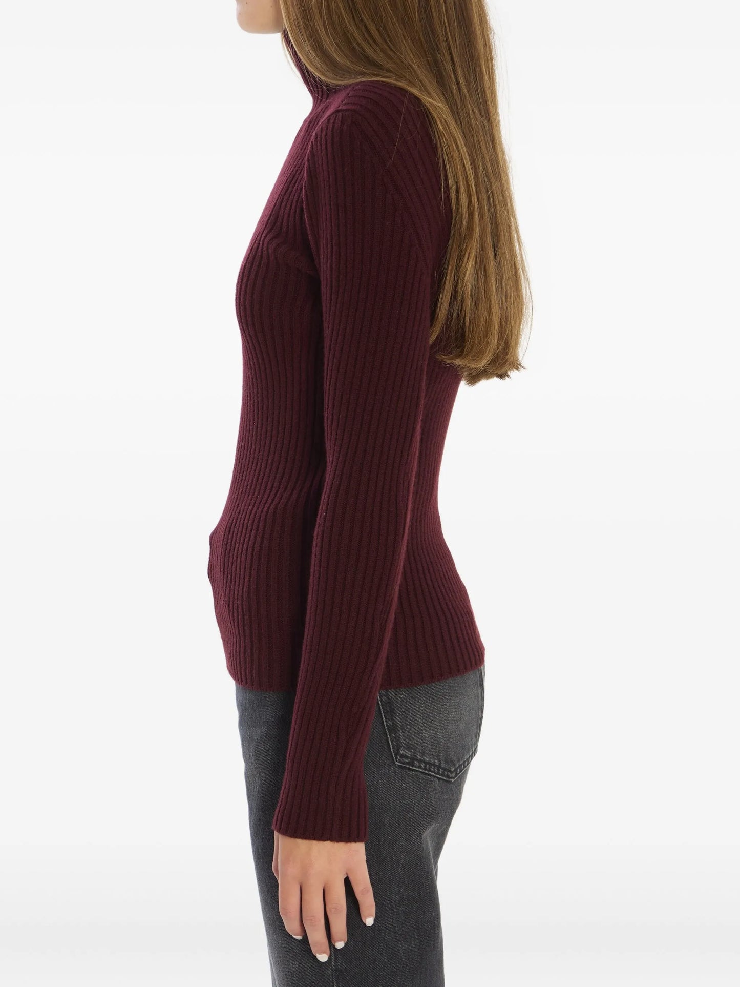 ribbed high-neck sweater